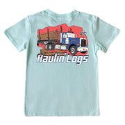 Boys' Haulin' Logs Short-Sleeve Tee Short Sleeve T-Shirt Cardin McCoy Blue Mint XXS (2/3) Pocket