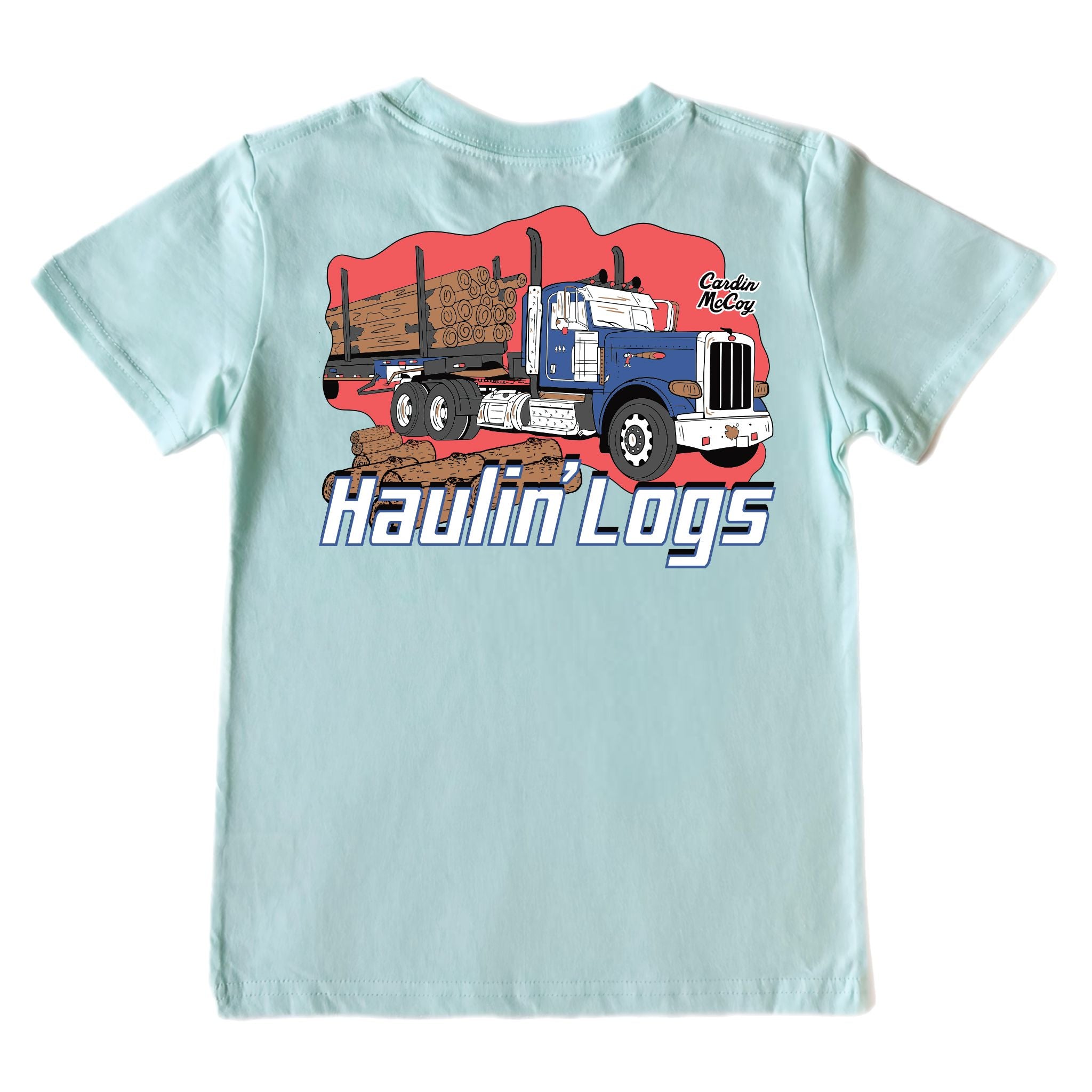 Boys' Haulin' Logs Short-Sleeve Tee Short Sleeve T-Shirt Cardin McCoy Blue Mint XXS (2/3) Pocket