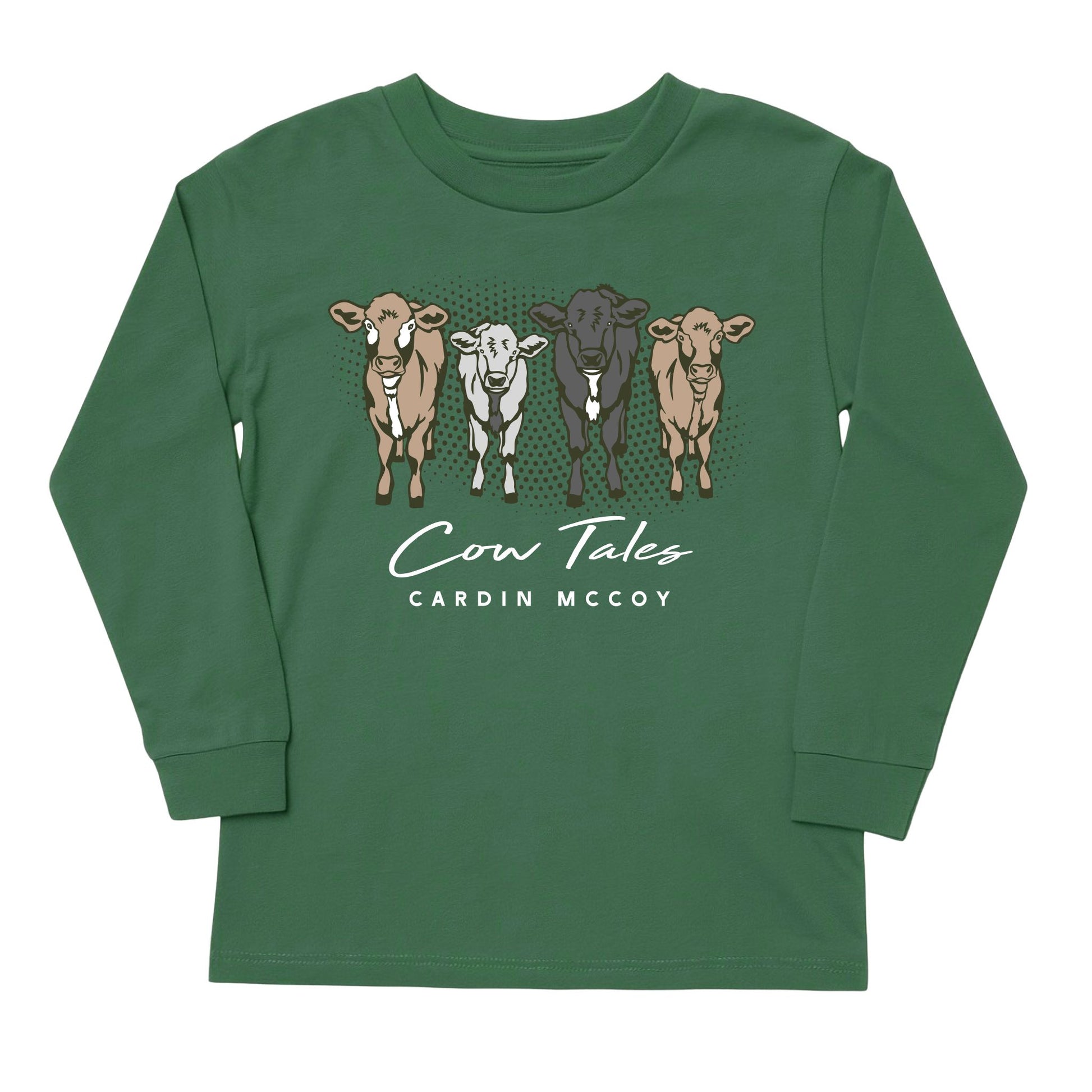 Kids' Cow Tales Front Long-Sleeve Tee Long Sleeve T-Shirt Cardin McCoy Dark Olive XXS (2/3) No Pocket