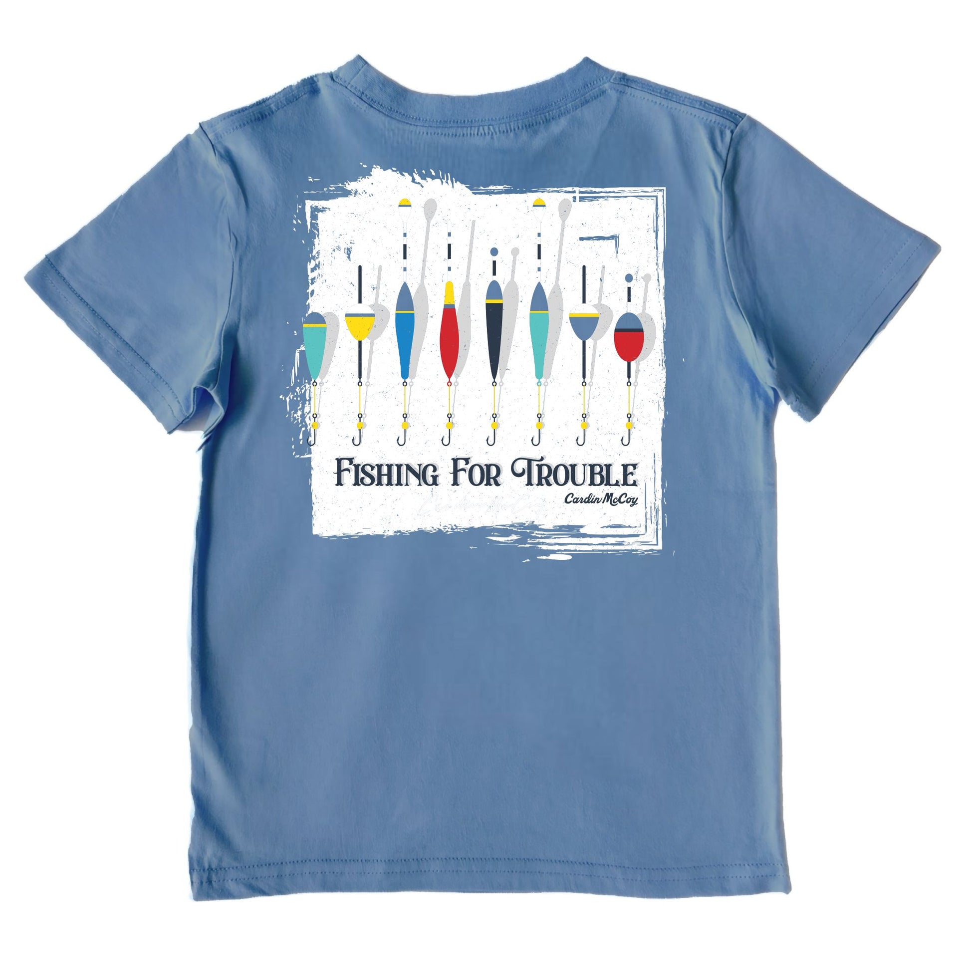 Kids' Fishing For Trouble Performance Short-Sleeve Tee Short Sleeve T-Shirt Cardin McCoy Captain Blue XXS (2/3) Pocket