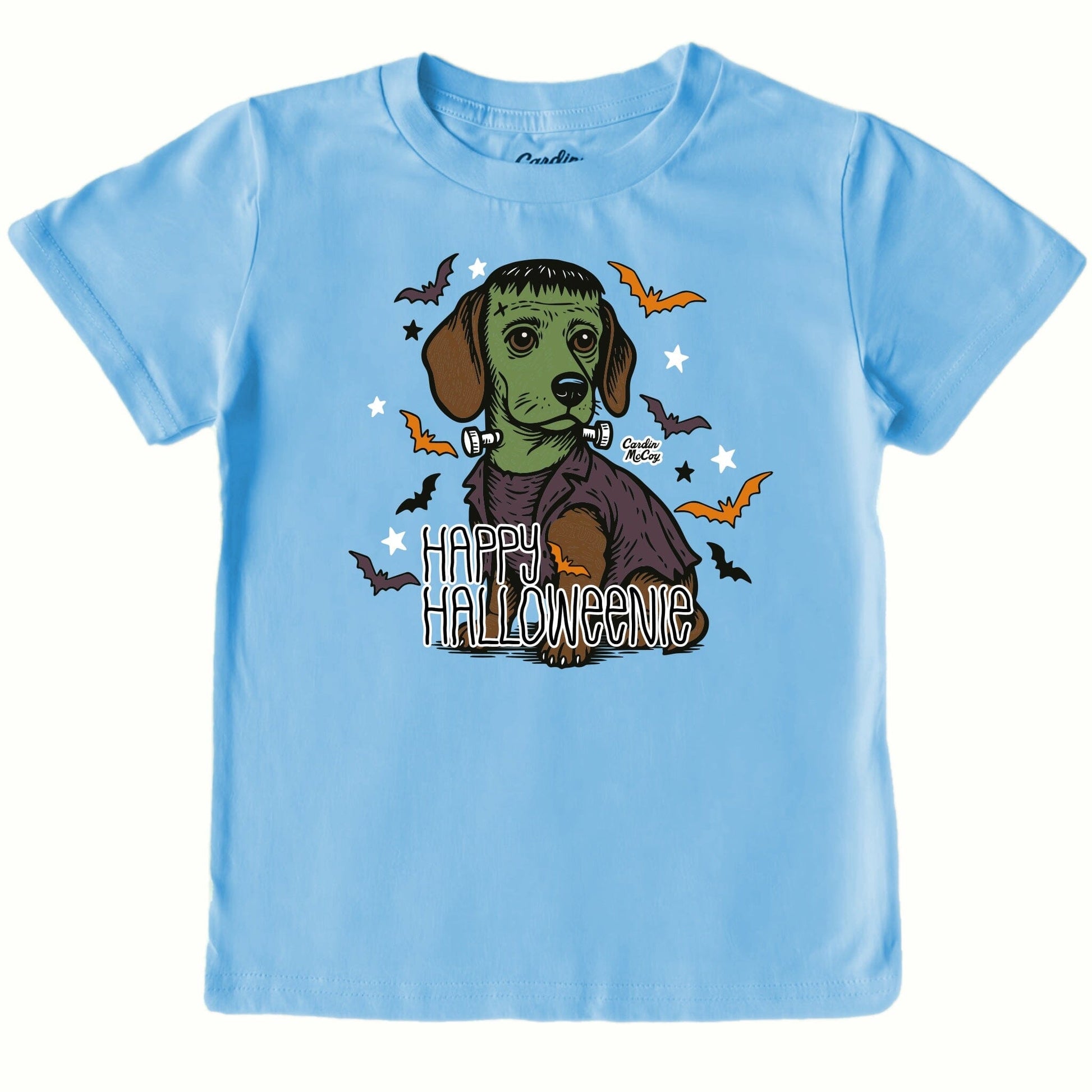 Kids' Happy Halloweenie Front Design Short-Sleeve Tee Short Sleeve T-Shirt Cardin McCoy Light Blue XXS (2/3) Front Design