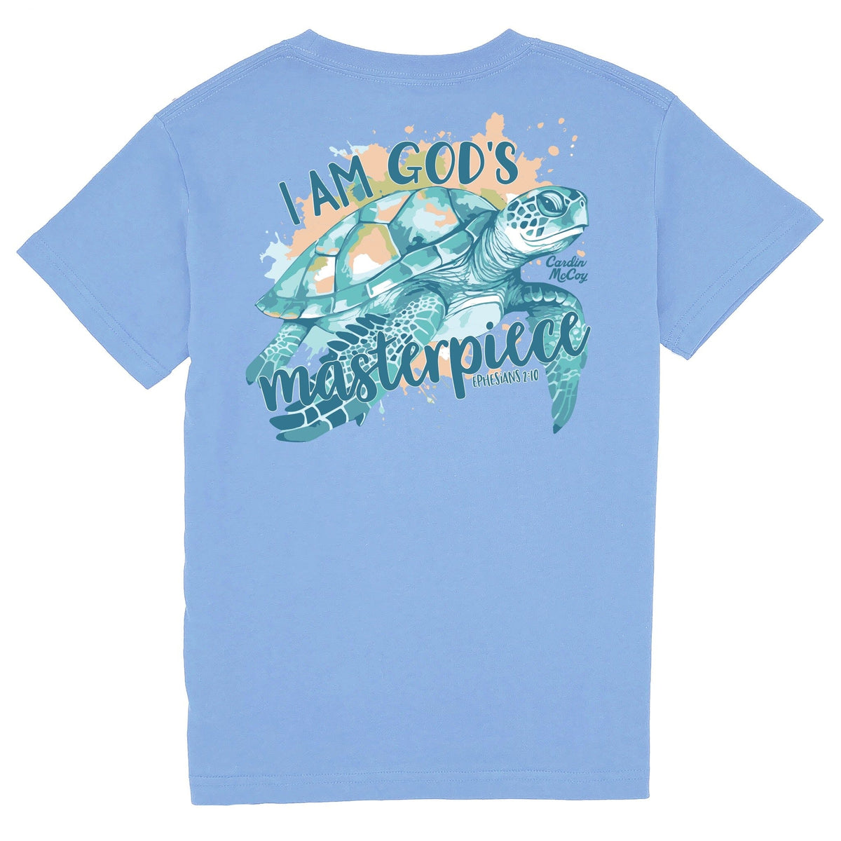 Kids' I Am God's Masterpiece Short Sleeve Pocket Tee Short Sleeve T-Shirt Cardin McCoy Carolina Blue XXS (2/3) 