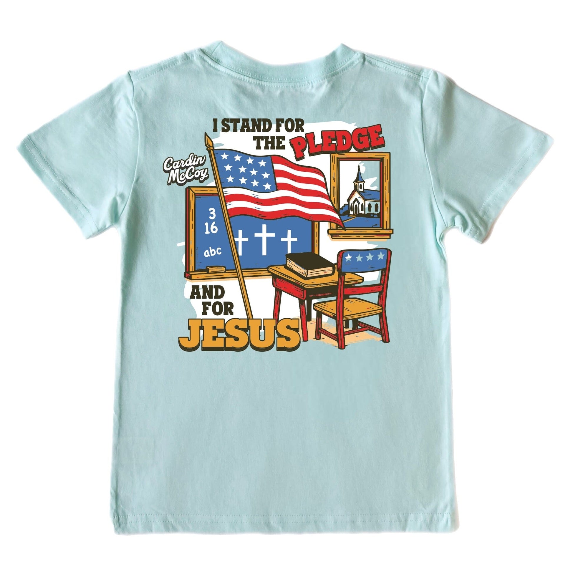 Kids' I Stand For The Pledge Short-Sleeve Tee Short Sleeve T-Shirt Cardin McCoy Blue Mint XXS (2/3) Pocket