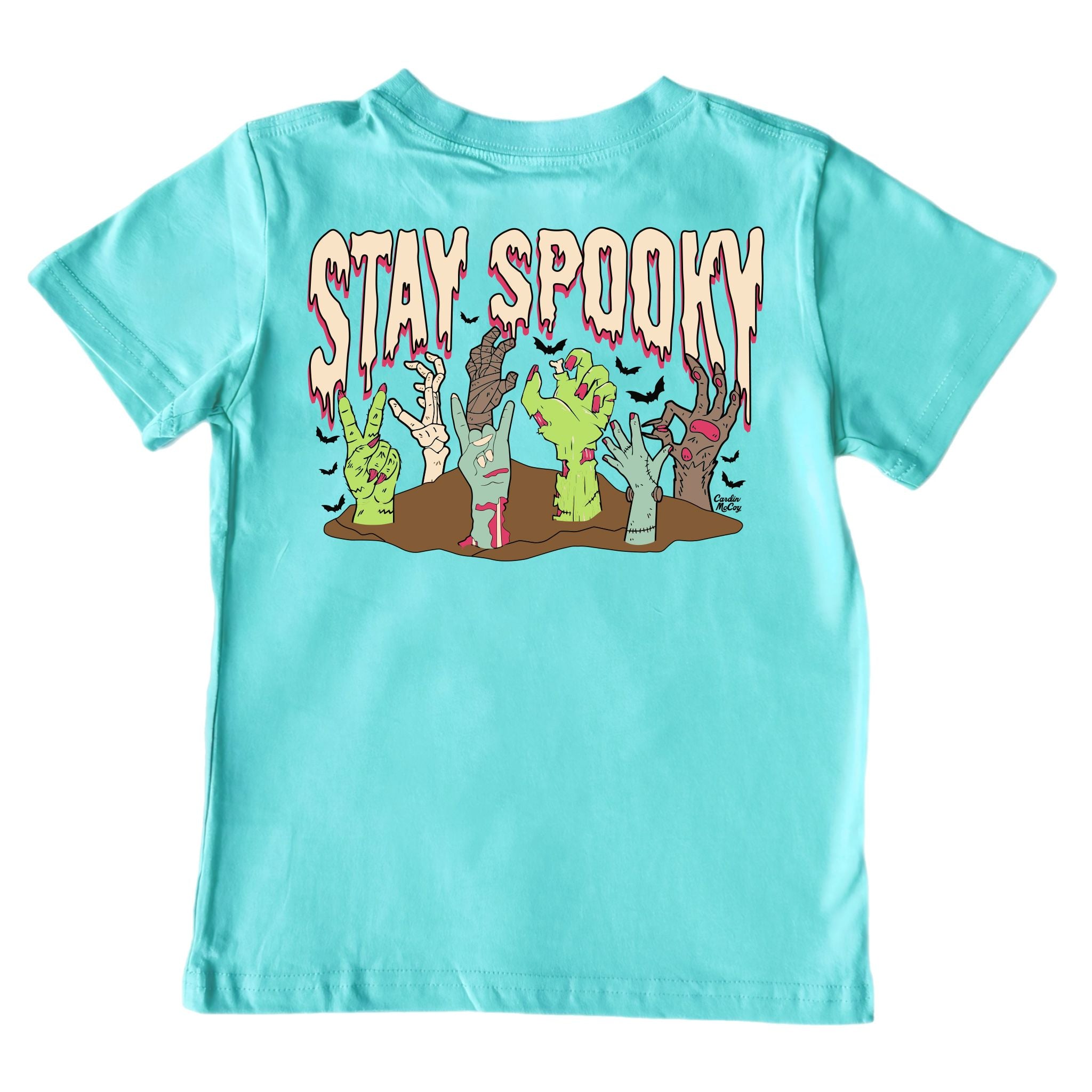 Kids' Stay Spooky Short-Sleeve Tee Short Sleeve T-Shirt Cardin McCoy Teal XXS (2/3) Pocket