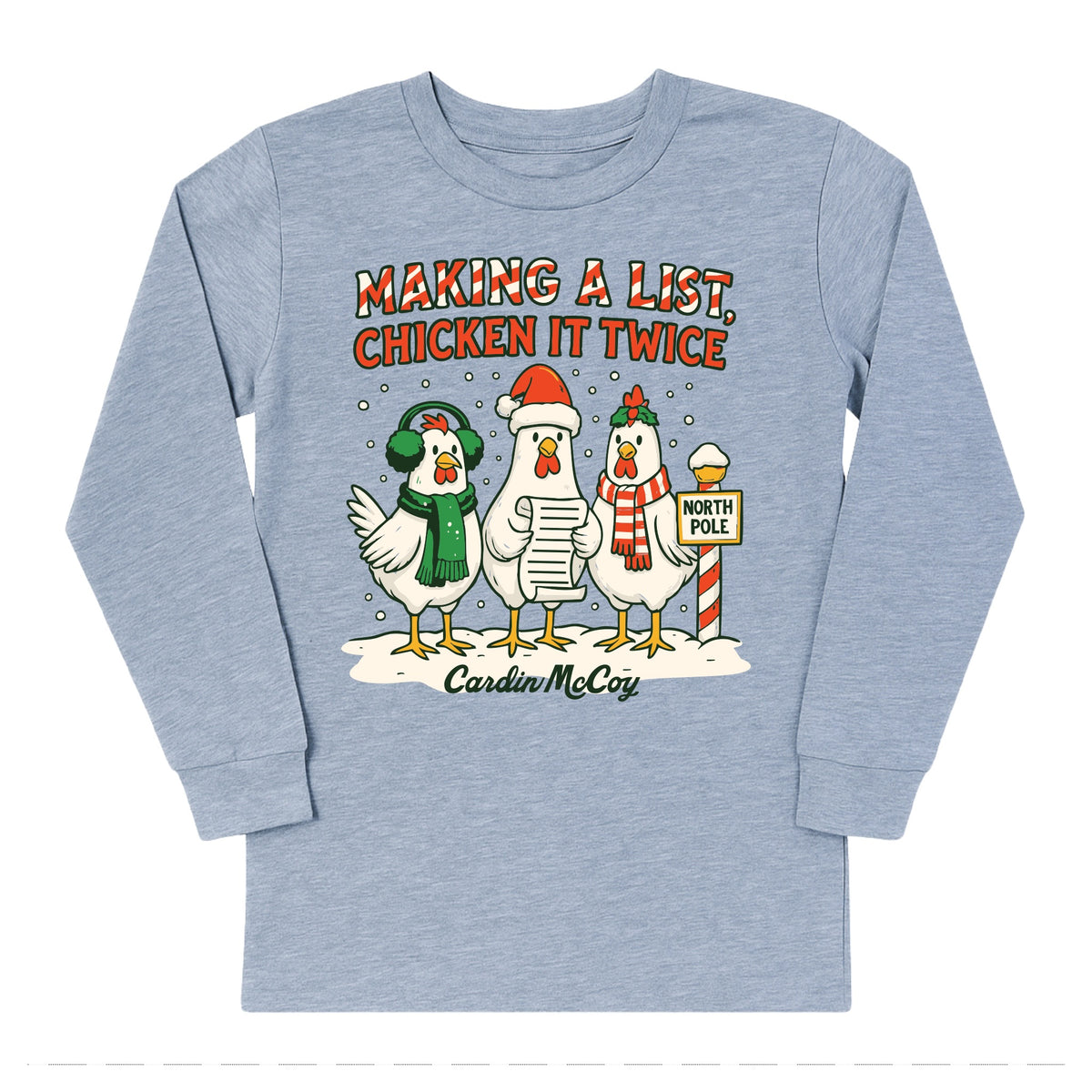 Kids' Chicken It Twice Front Design Long-Sleeve Tee