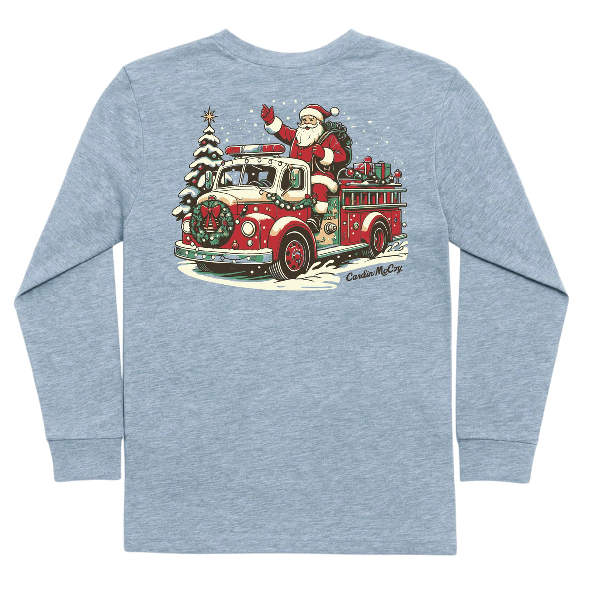 Kids' Firetruck Santa Long-Sleeve Tee