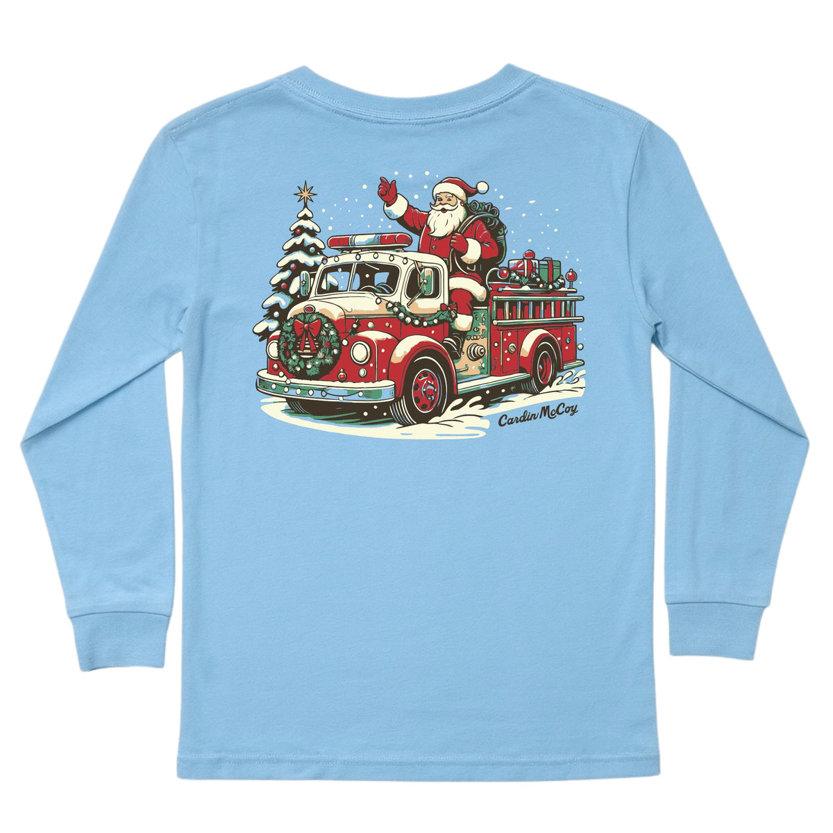 Kids' Firetruck Santa Long-Sleeve Tee