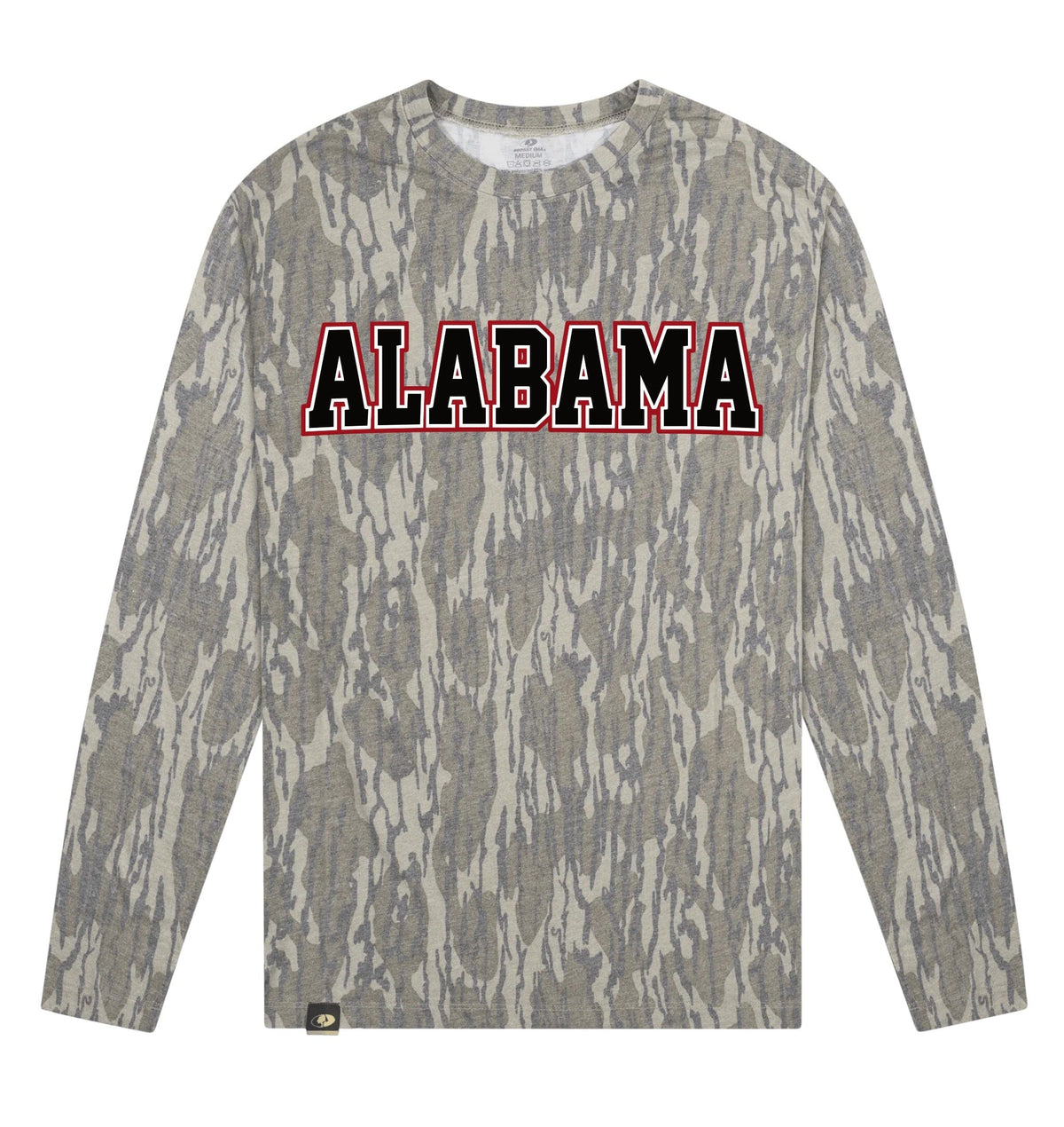 Adult Alabama Mossy Oak Bottomland Washed Out Long-Sleeve Tee Long Sleeve T-Shirt Mossy Oak Original Bottomland Adult Small Pocket