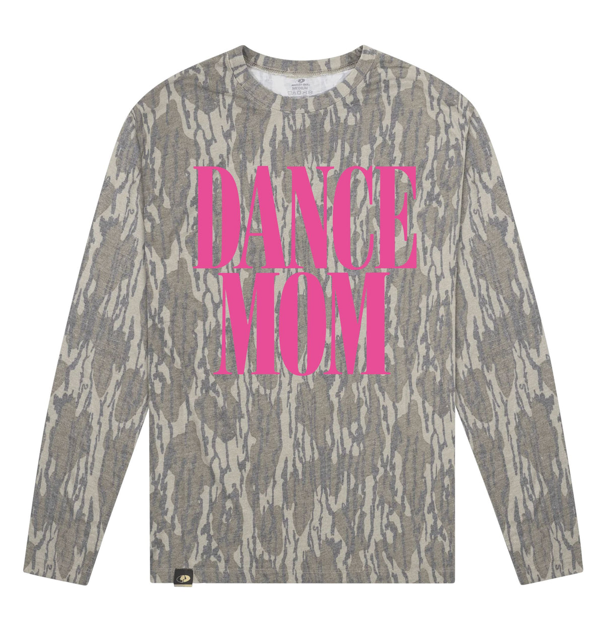 Adult Dance Mom Mossy Oak Bottomland Washed Out Long-Sleeve Tee Long Sleeve T-Shirt Mossy Oak Original Bottomland Adult Small Pocket