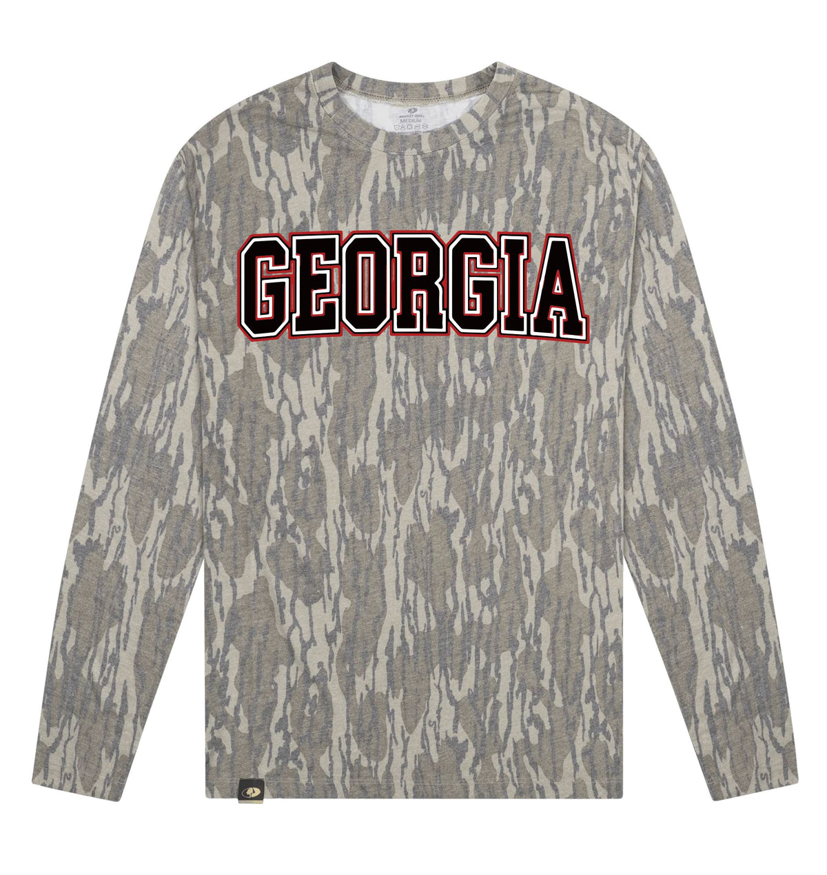 Adult Georgia Mossy Oak Bottomland Washed Out Long-Sleeve Tee Long Sleeve T-Shirt Mossy Oak Original Bottomland Adult Small Pocket