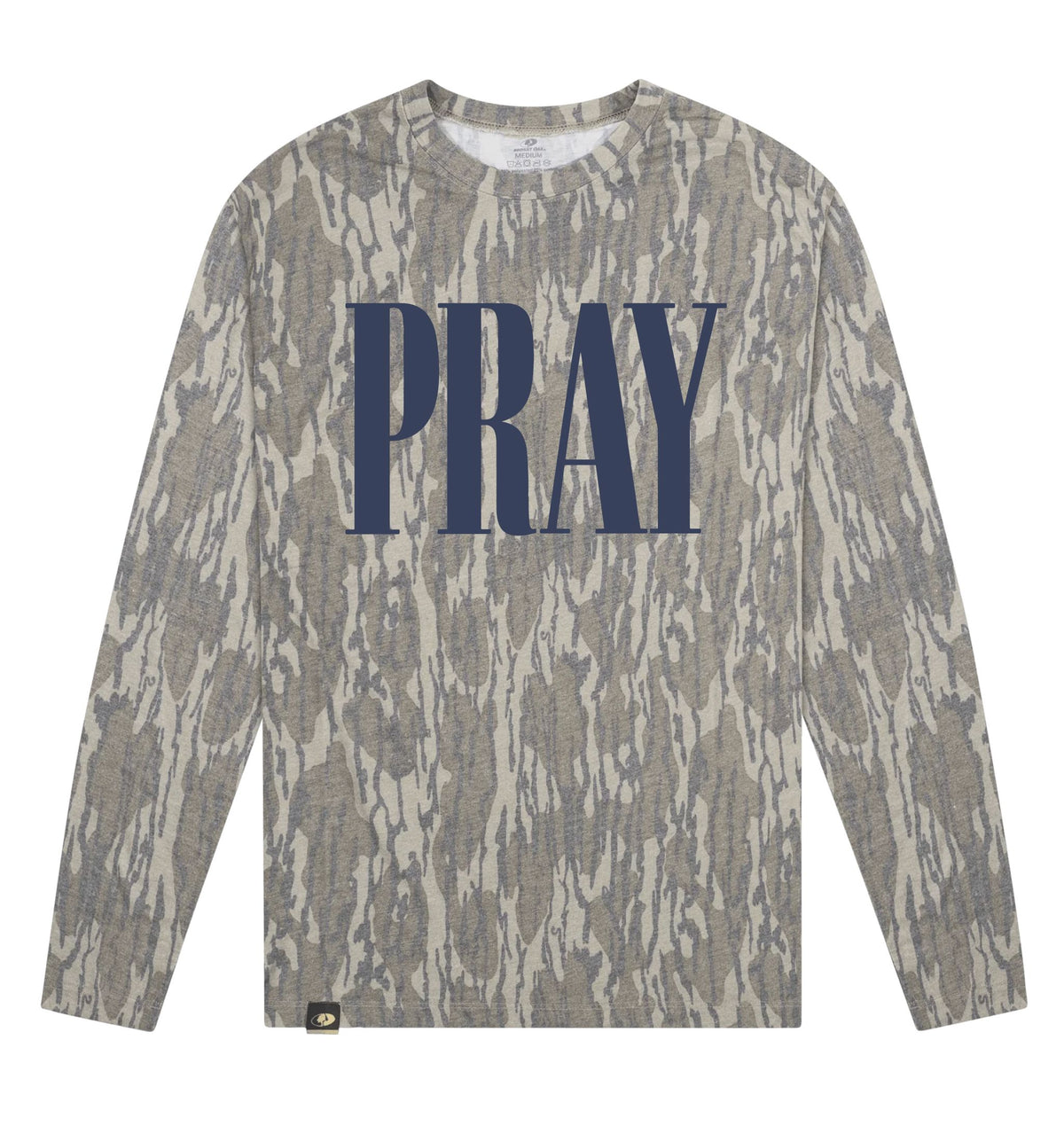 Adult Pray Mossy Oak Bottomland Washed Out Long-Sleeve Tee Long Sleeve T-Shirt Mossy Oak Original Bottomland Adult Small Pocket