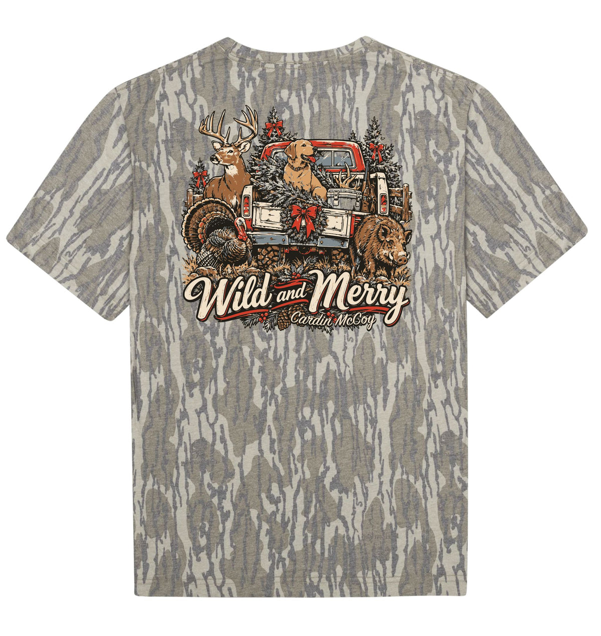 Adult Wild and Merry Mossy Oak Bottomland Washed Out Short-Sleeve Tee Short Sleeve T-Shirt Mossy Oak Original Bottomland Adult Small Pocket