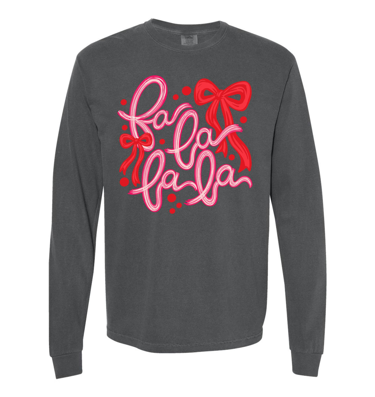 Adults' FA LA LA Long-Sleeve Tee Long Sleeve T-Shirt Comfort Colors Pepper Adult Small Pocket