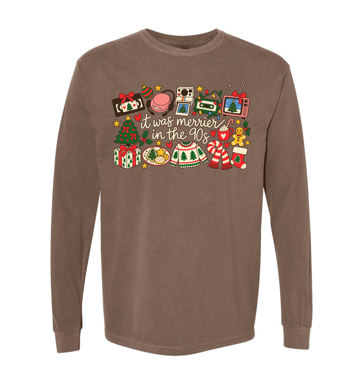 Adults' Merrier in the 90's Long-Sleeve Tee Long Sleeve T-Shirt Comfort Colors 