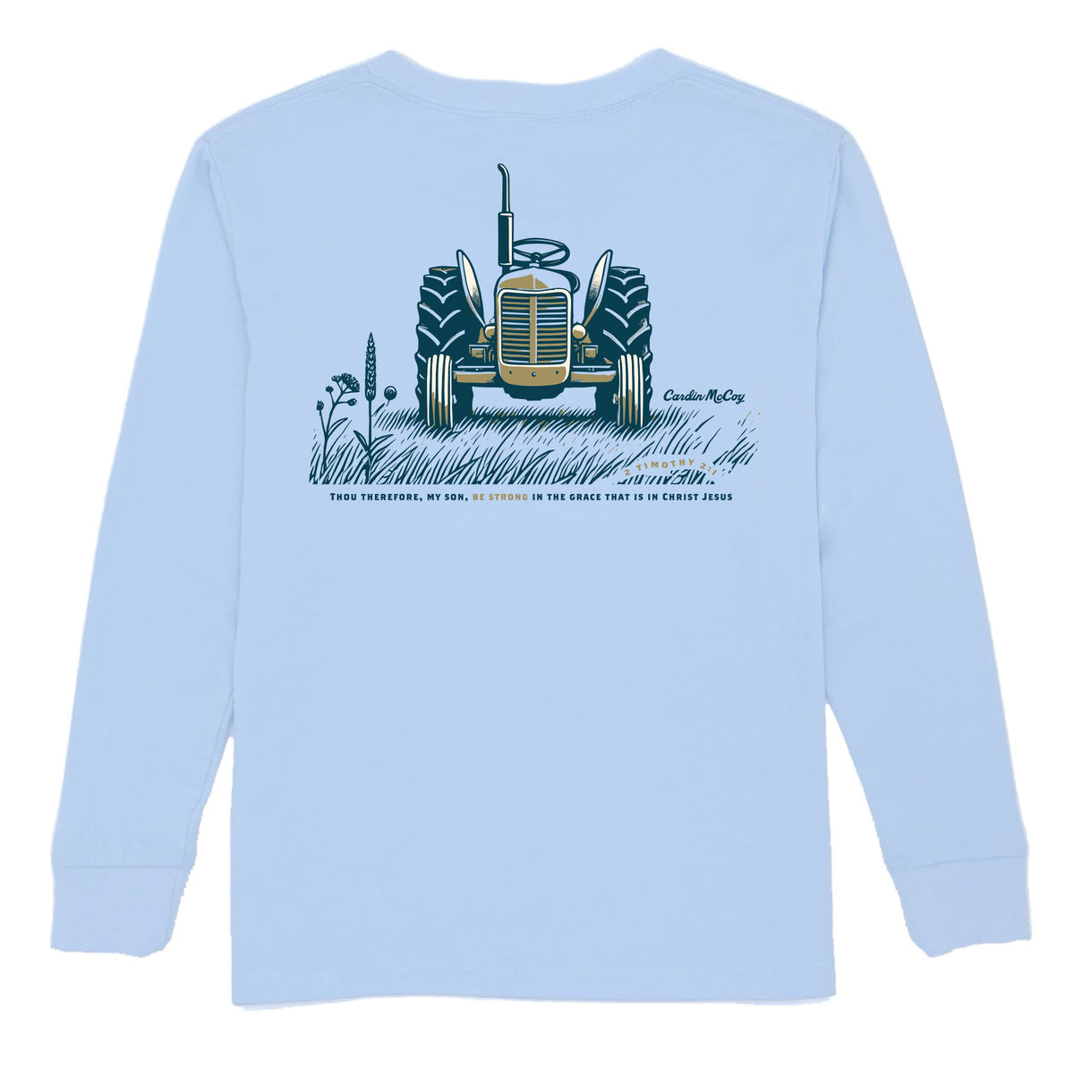 Boys' 2 Timothy 2:1 Long-Sleeve Tee Long Sleeve T-Shirt Cardin McCoy Light Blue XXS (2/3) Pocket