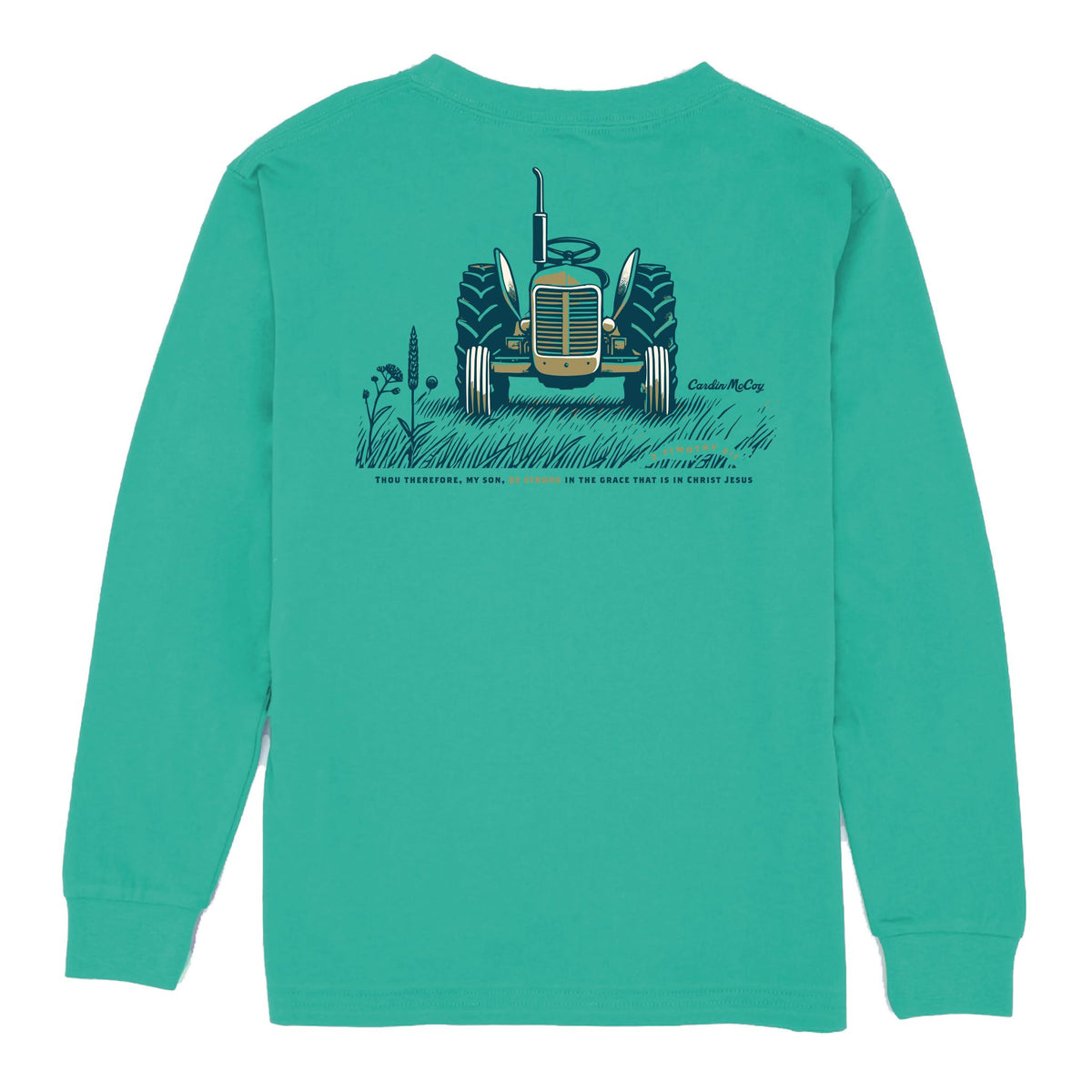 Boys' 2 Timothy 2:1 Long-Sleeve Tee Long Sleeve T-Shirt Cardin McCoy Teal XXS (2/3) Pocket