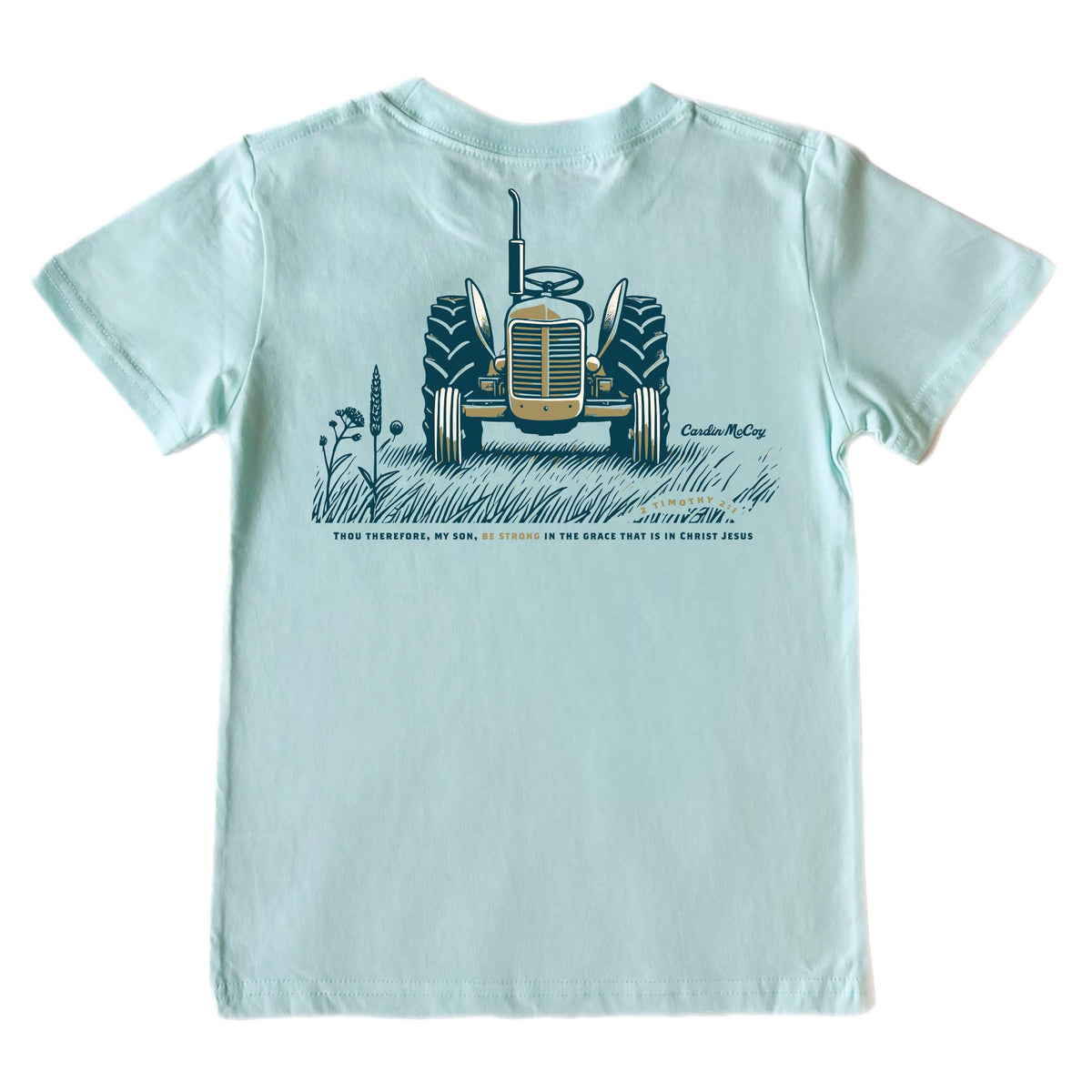 Boys' 2 Timothy 2:1 Short-Sleeve Tee Short Sleeve T-Shirt Cardin McCoy Blue Mint XXS (2/3) Pocket