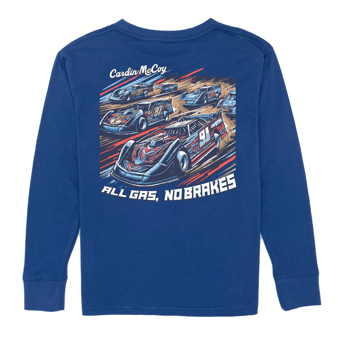 Boys' All Gas No Brakes Long-Sleeve Tee Long Sleeve T-Shirt Cardin McCoy Blue XXS (2/3) Pocket