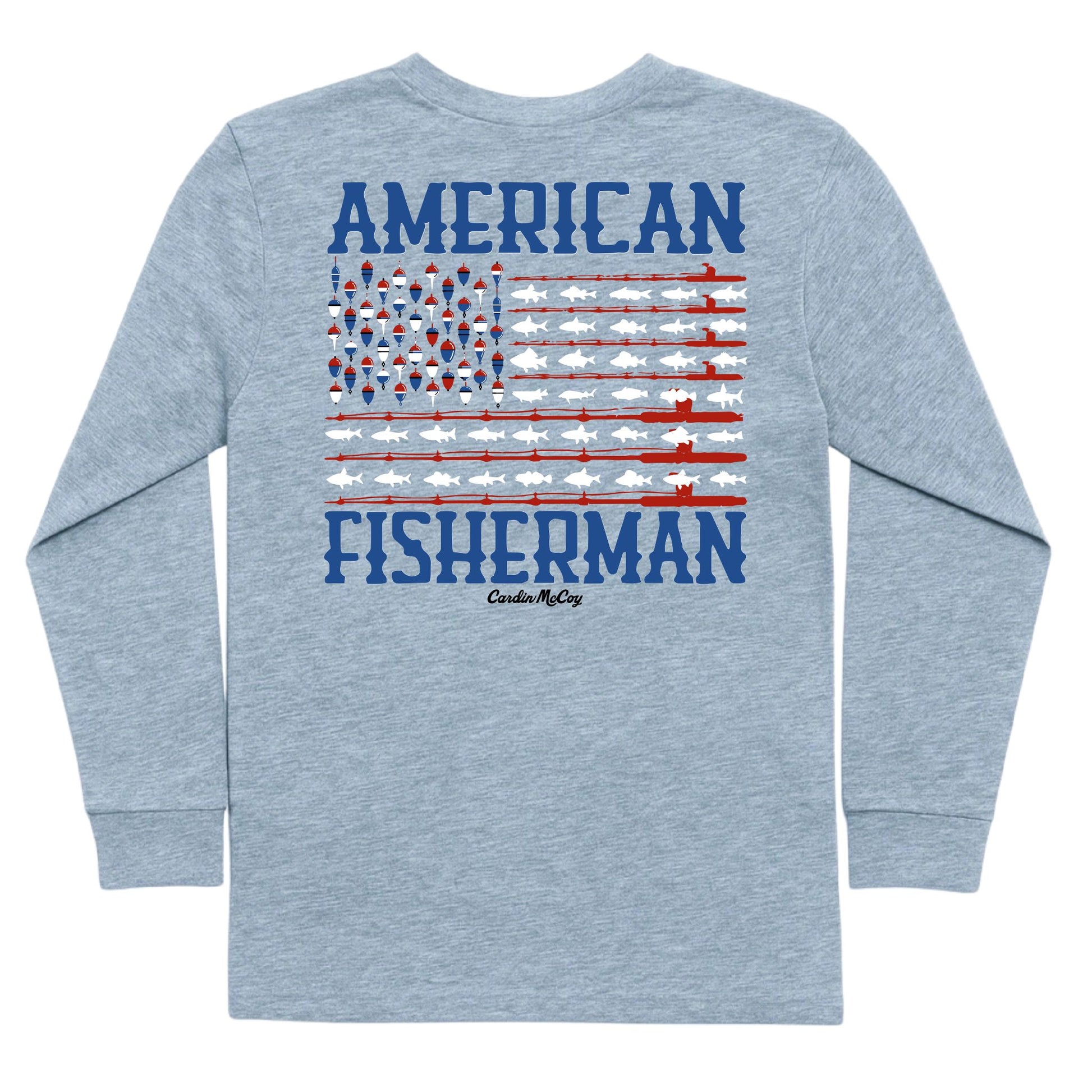 Boys' American Fisherman Long-Sleeve Tee Long Sleeve T-Shirt Cardin McCoy Heather Gray XXS (2/3) Pocket