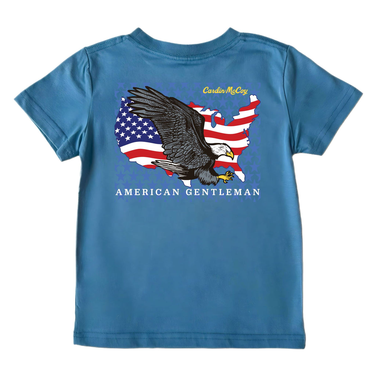 Boys' American Gentleman Eagle Short-Sleeve Tee Short Sleeve T-Shirt Cardin McCoy Blue XXS (2/3) Pocket