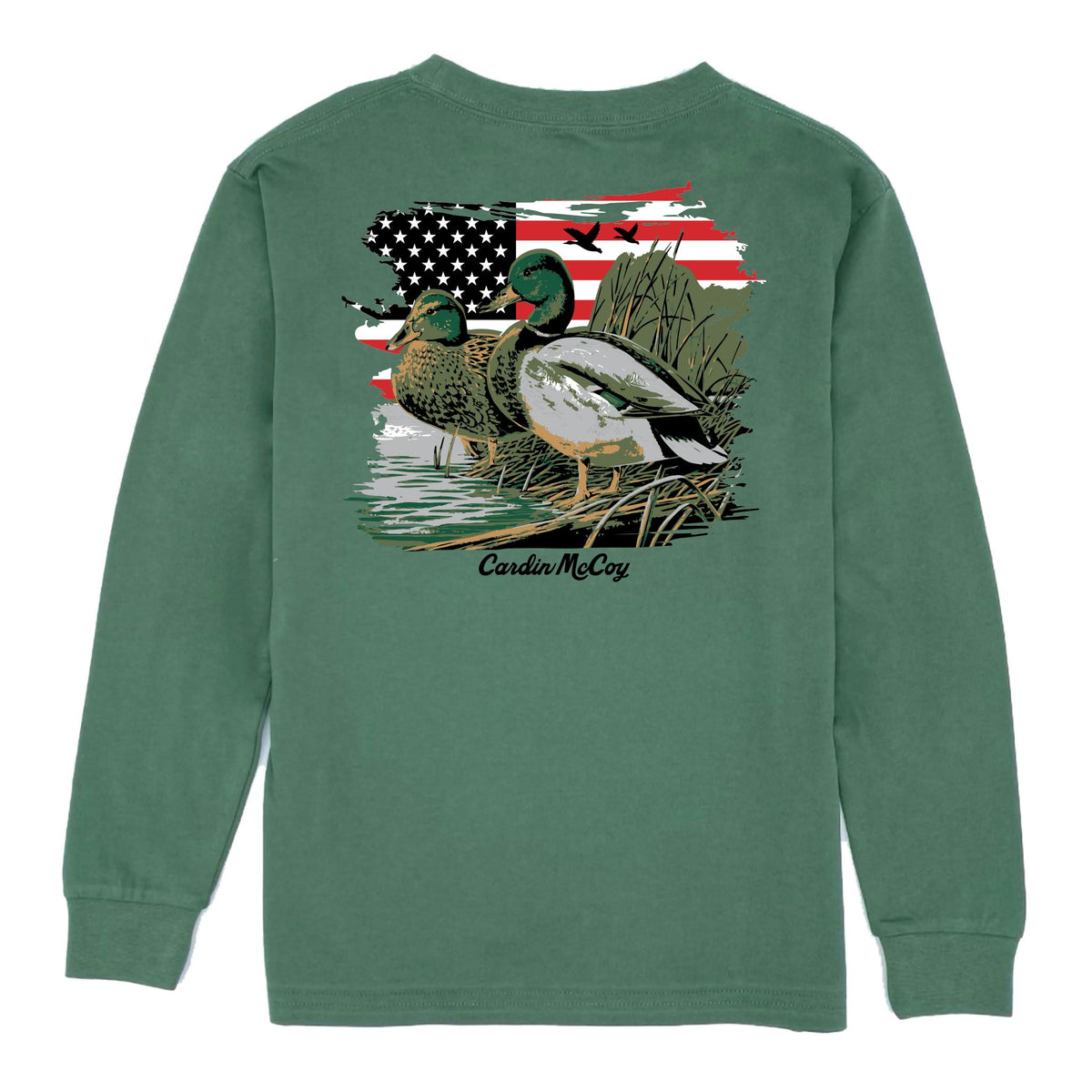 Boys' American Mallard Long-Sleeve Tee Long Sleeve T-Shirt Cardin McCoy Dark Olive XXS (2/3) No Pocket