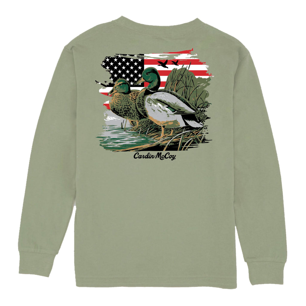 Boys' American Mallard Long-Sleeve Tee Long Sleeve T-Shirt Cardin McCoy Light Olive XXS (2/3) Pocket