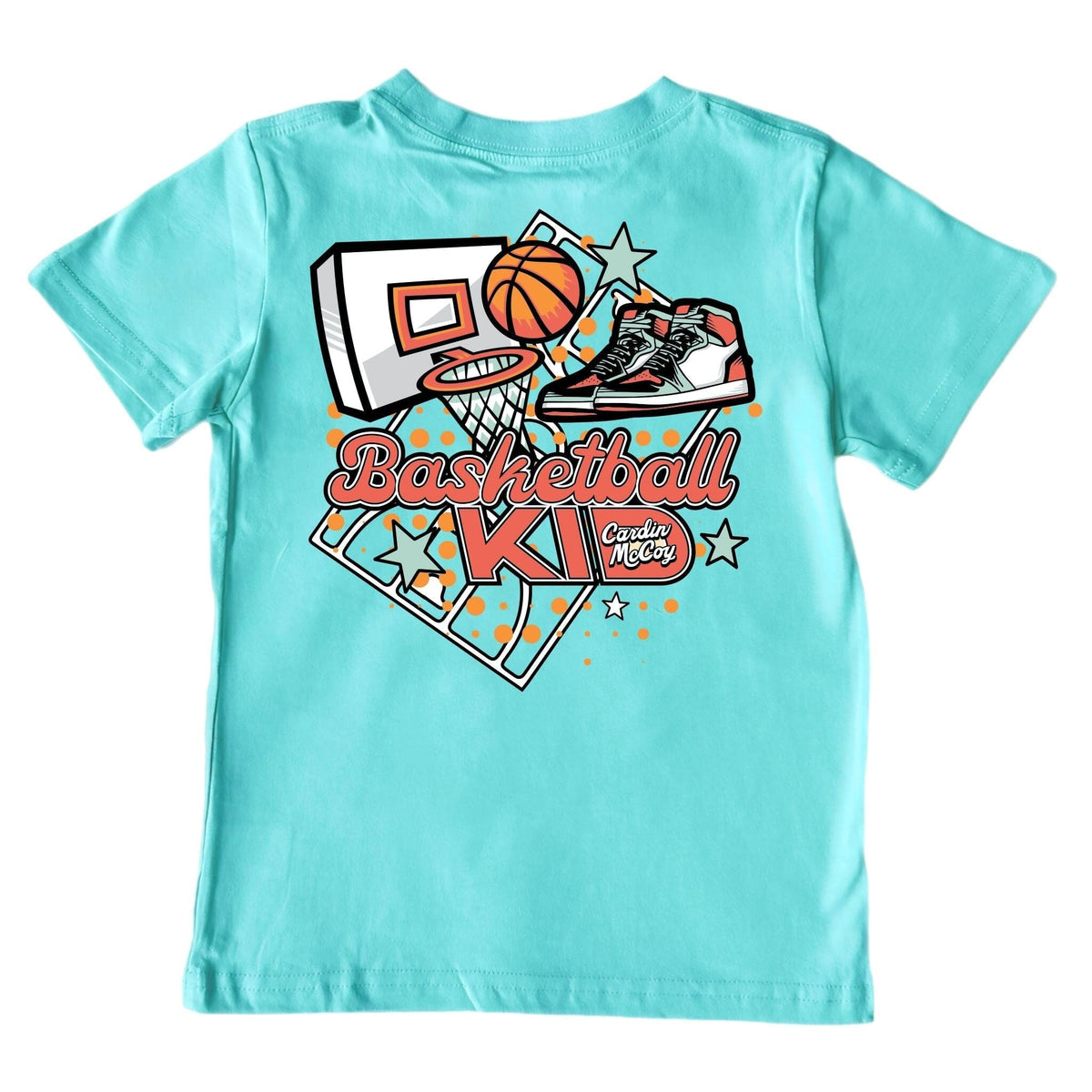 Boys' Basketball Kid Short-Sleeve Tee Short Sleeve T-Shirt Cardin McCoy Teal XXS (2/3) Pocket