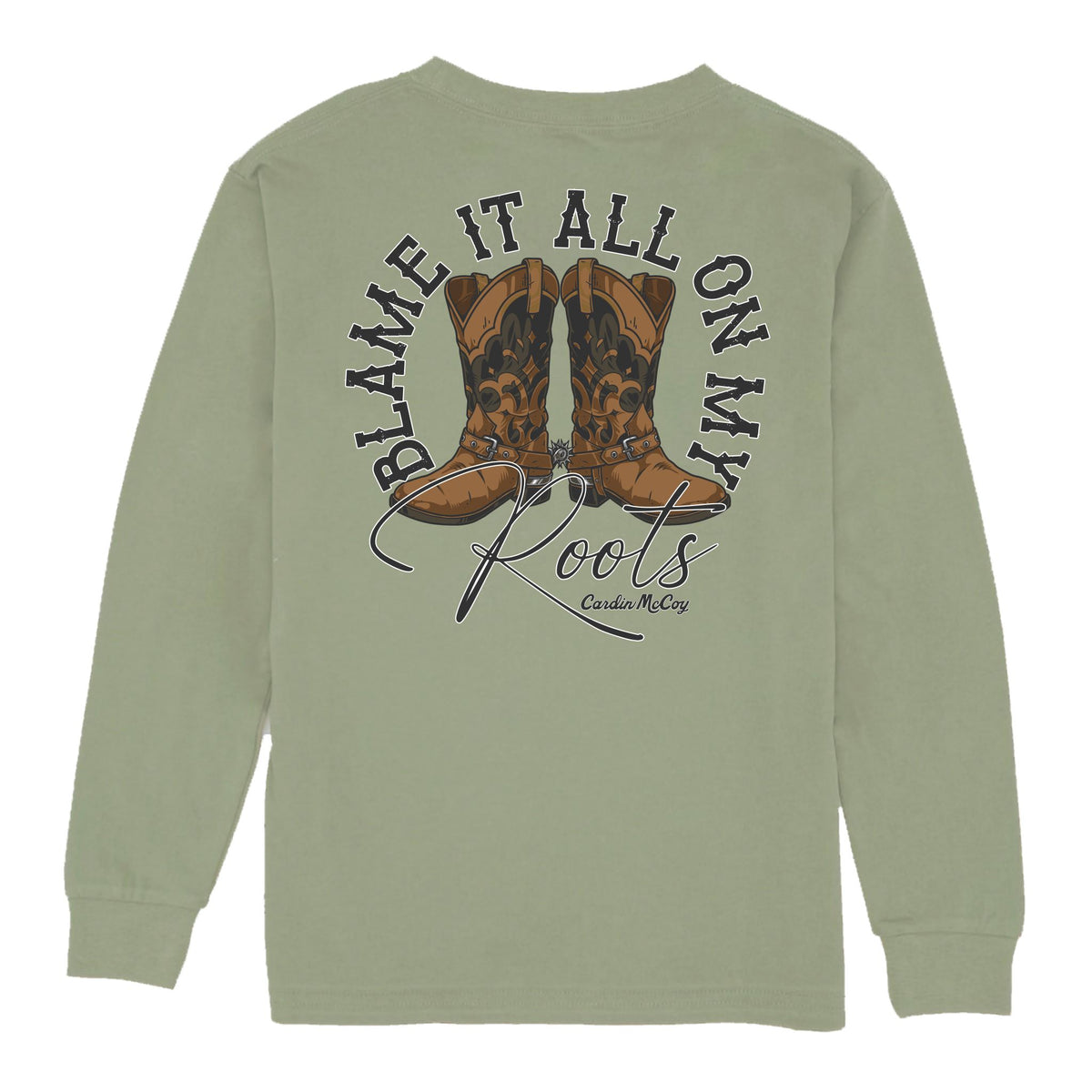 Boys' Blame it On My Roots Long-Sleeve Tee Long Sleeve T-Shirt Cardin McCoy Light Olive XXS (2/3) Pocket