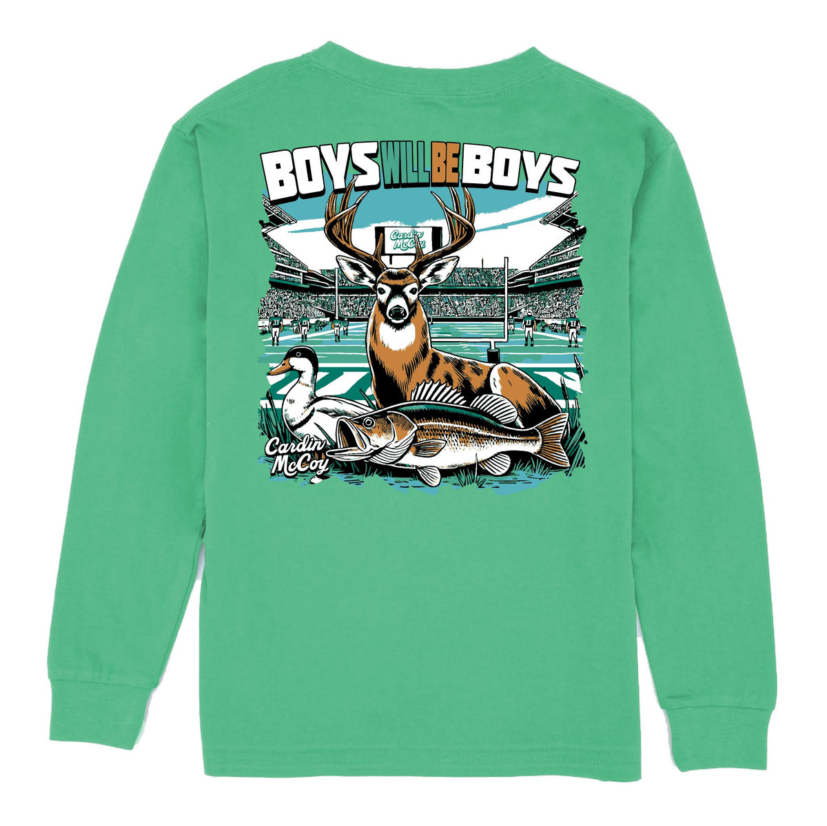 Boys' Boys Will Be Boys Long-Sleeve Tee Long Sleeve T-Shirt Cardin McCoy Green XXS (2/3) Pocket