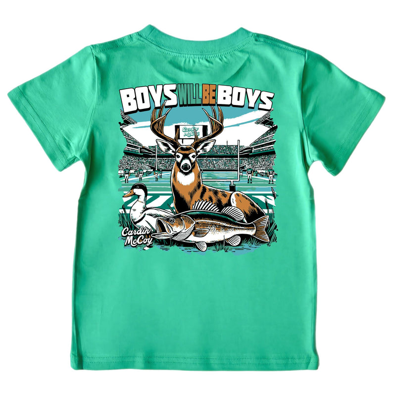 Boys' Boys Will Be Boys Short-Sleeve Tee Short Sleeve T-Shirt Cardin McCoy Green XXS (2/3) Pocket