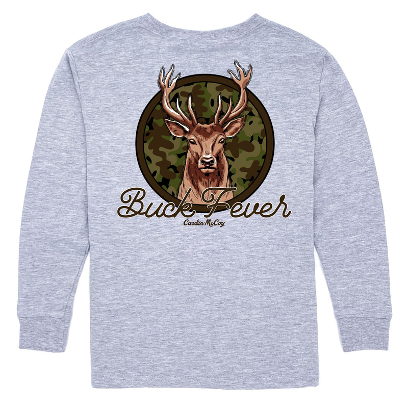 Boys' Buck Fever Long-Sleeve Tee Long Sleeve T-Shirt Cardin McCoy Heather Gray XXS (2/3) Pocket