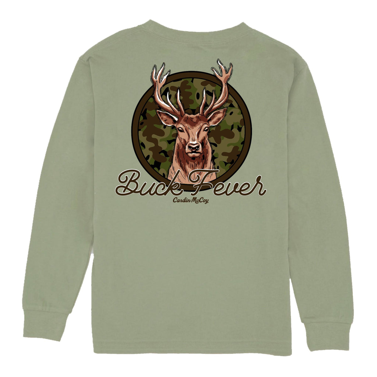 Boys' Buck Fever Long-Sleeve Tee Long Sleeve T-Shirt Cardin McCoy Light Olive XXS (2/3) Pocket