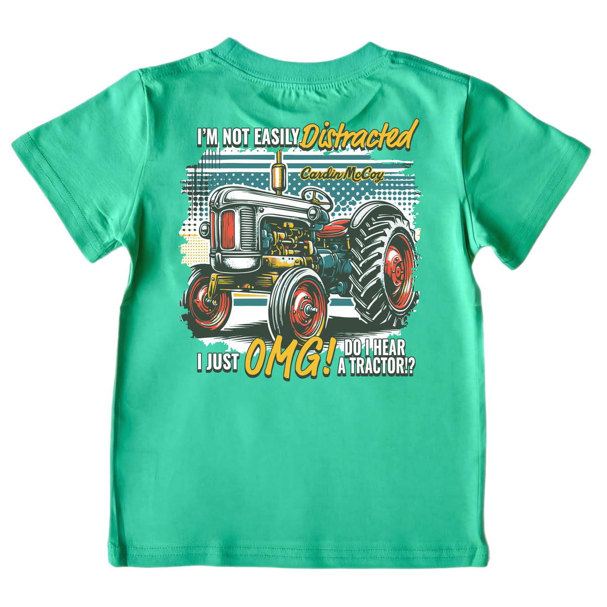 Boys' Distracted by Tractors Short-Sleeve Tee Short Sleeve T-Shirt Cardin McCoy Green XXS (2/3) Pocket