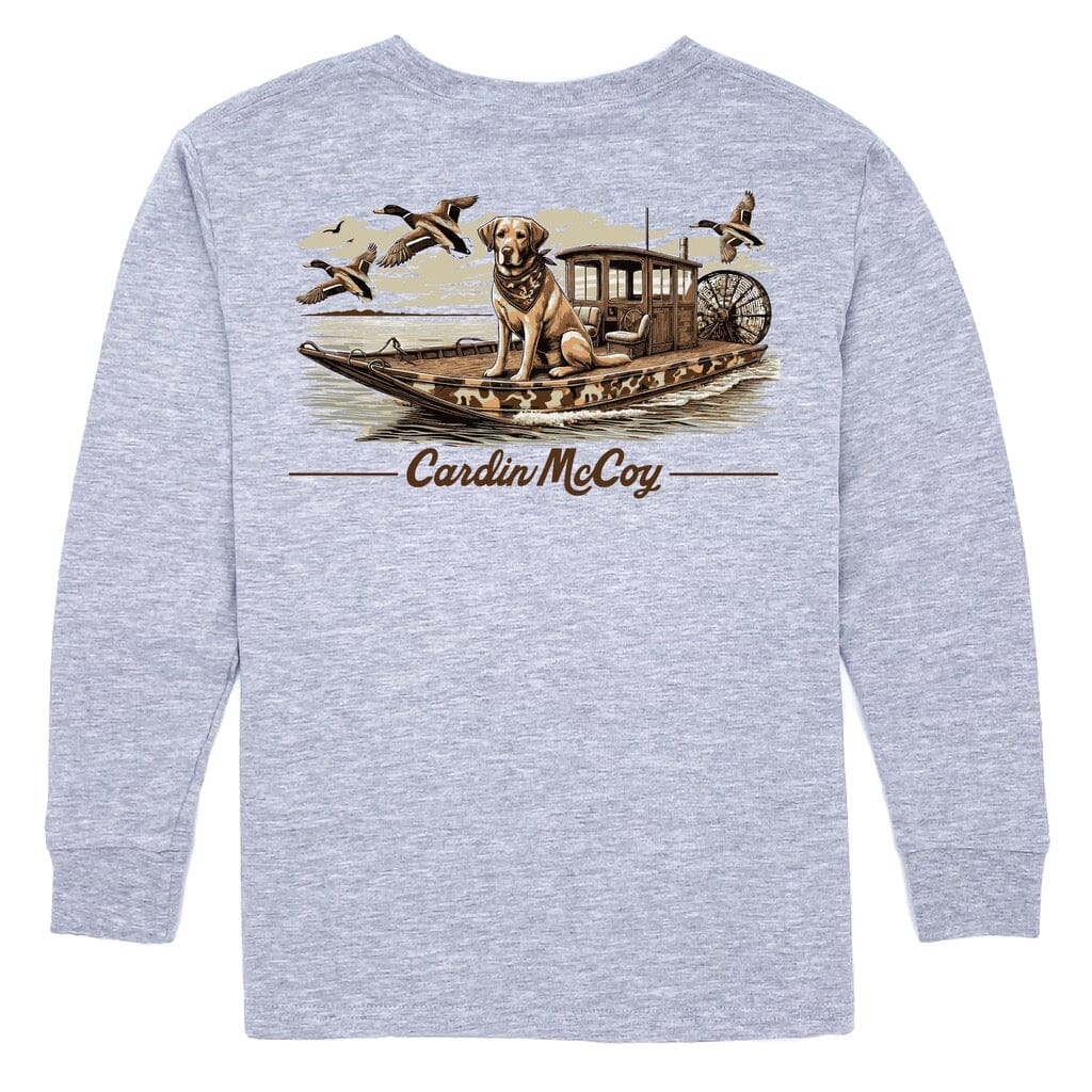 Boys' Duck Boat Dog Long-Sleeve Tee Long Sleeve T-Shirt Cardin McCoy Heather Gray XXS (2/3) Pocket