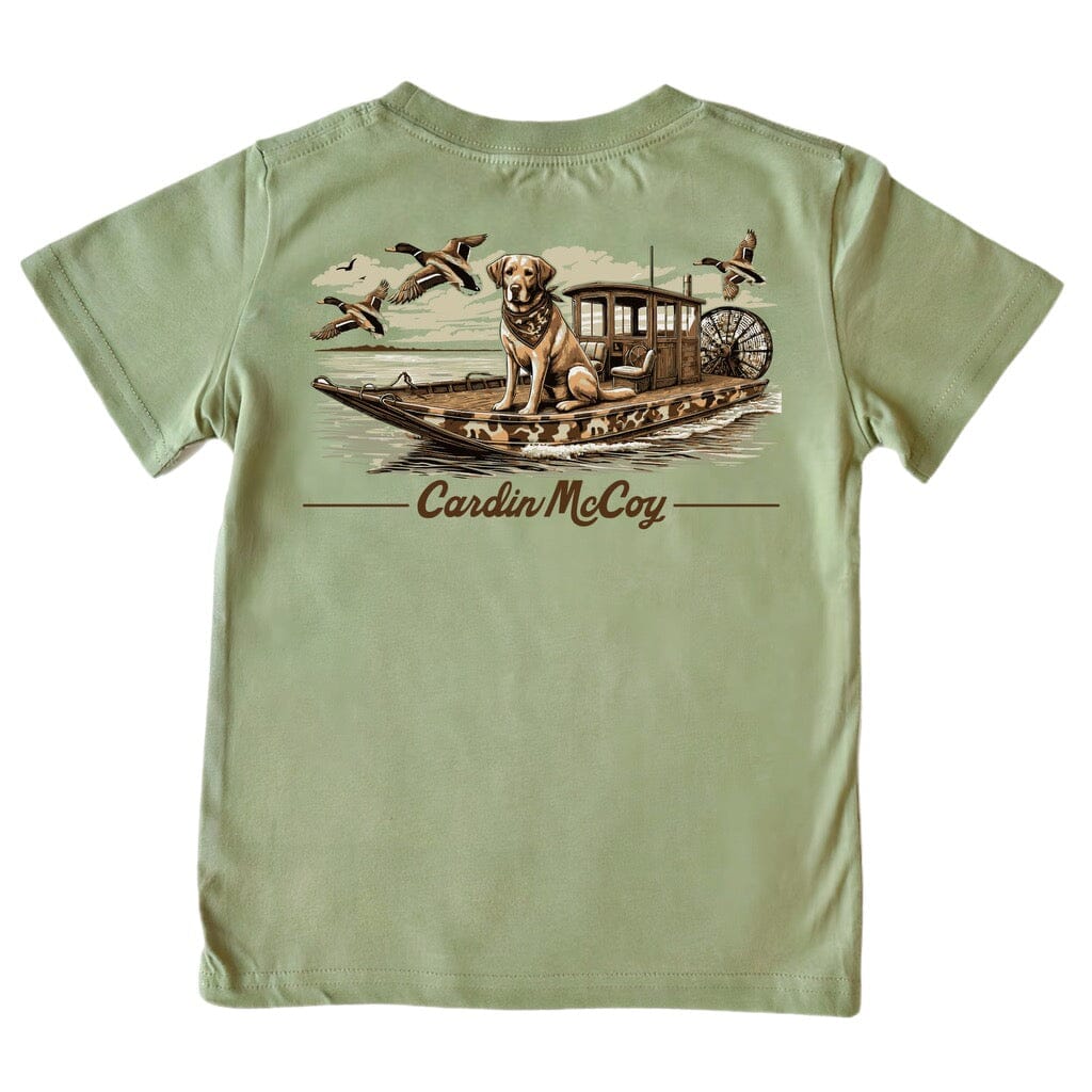 Boys' Duck Boat Dog Short-Sleeve Tee Short Sleeve T-Shirt Cardin McCoy Light Olive XXS (2/3) Pocket