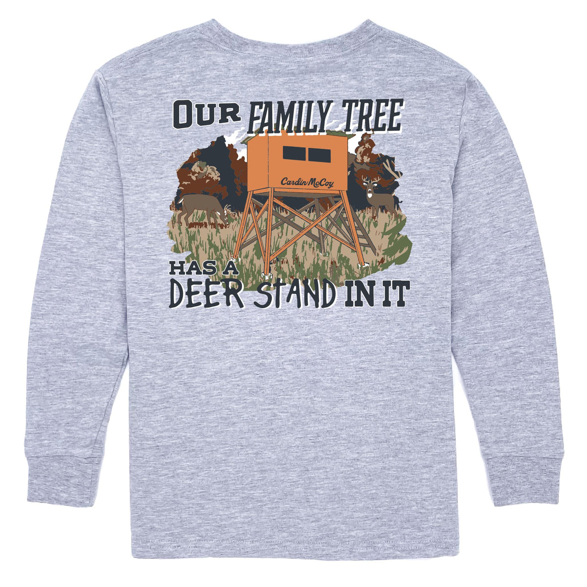 Boys' Family Tree Deer Stand Long-Sleeve Tee Long Sleeve T-Shirt Cardin McCoy Heather Gray XXS (2/3) Pocket