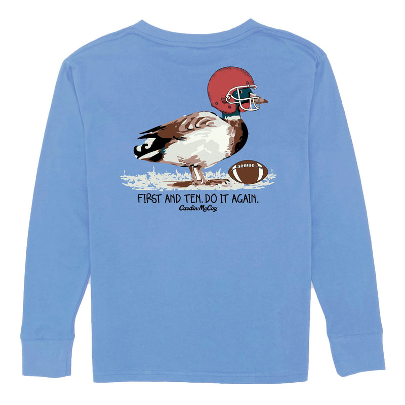 Boys' First and Ten Long-Sleeve Tee Long Sleeve T-Shirt Cardin McCoy Carolina Blue XXS (2/3) Pocket