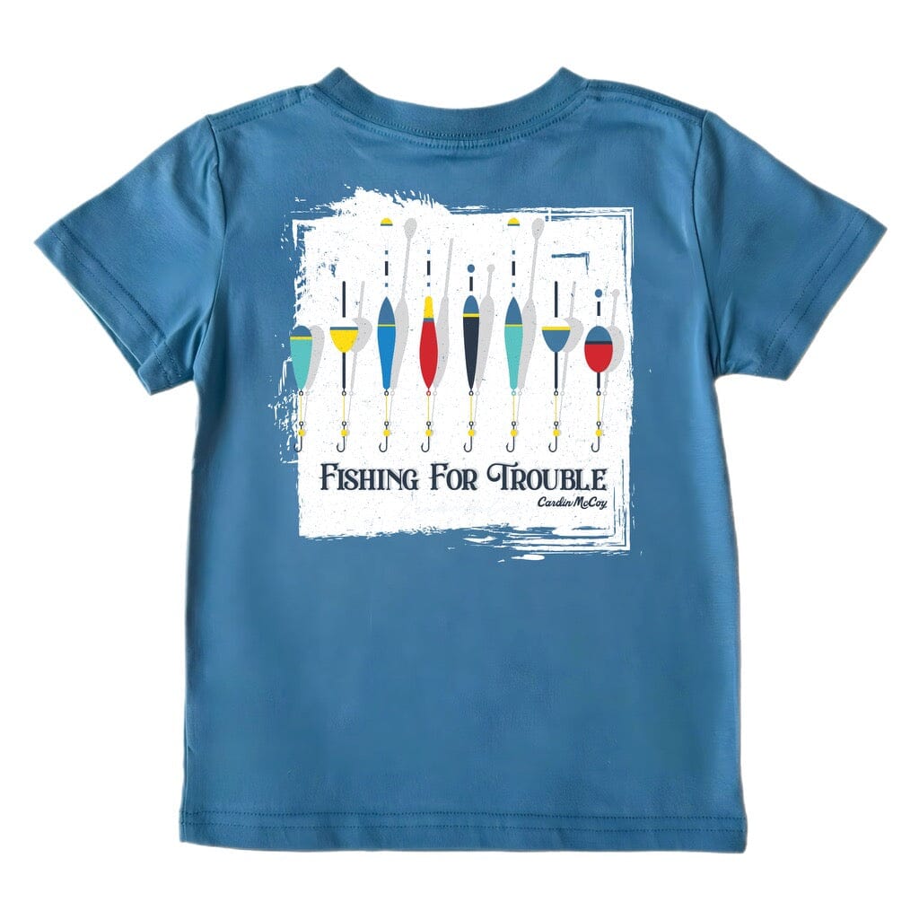 Boys' Fishing for Trouble Short-Sleeve Tee Short Sleeve T-Shirt Cardin McCoy Blue XXS (2/3) Pocket