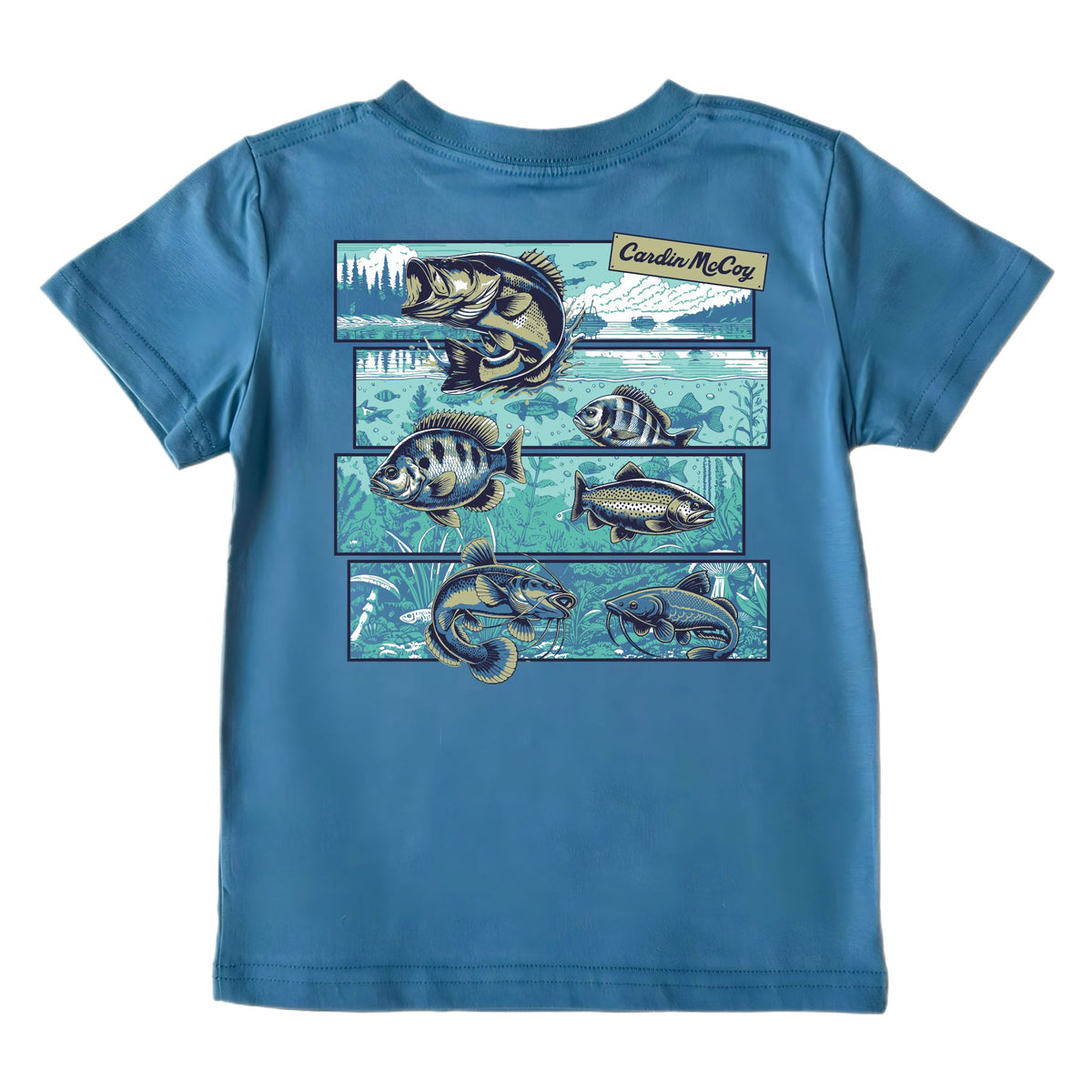 Boys' Fishing Grid Short-Sleeve Tee Short Sleeve T-Shirt Cardin McCoy Blue XXS (2/3) Pocket