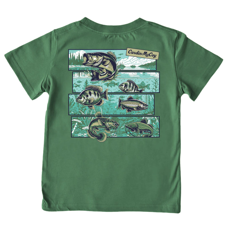 Boys' Fishing Grid Short-Sleeve Tee Short Sleeve T-Shirt Cardin McCoy Dark Olive XXS (2/3) Pocket