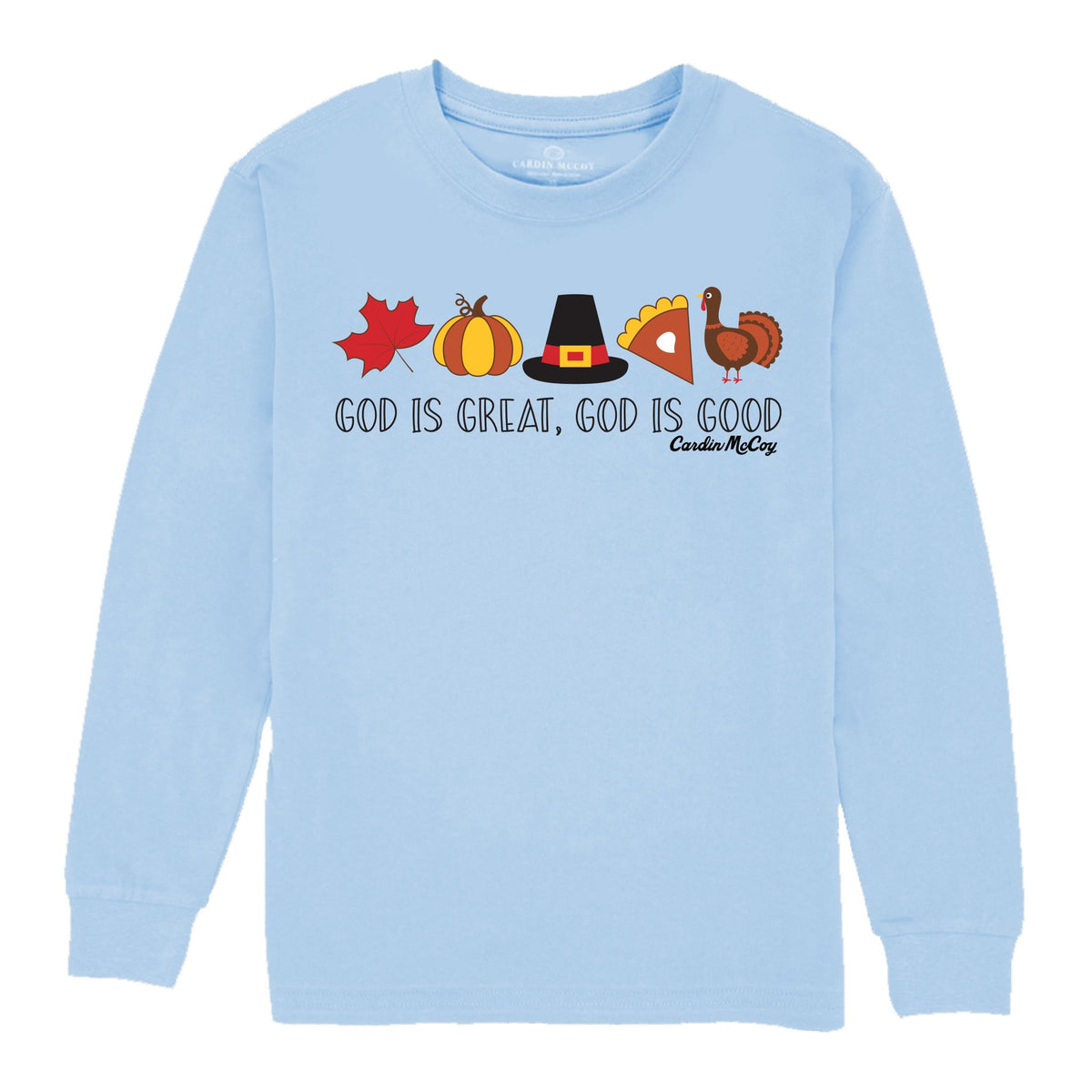 Boys' God is Great Long-Sleeve Tee Long Sleeve T-Shirt Cardin McCoy Light Blue XXS (2/3) No Pocket