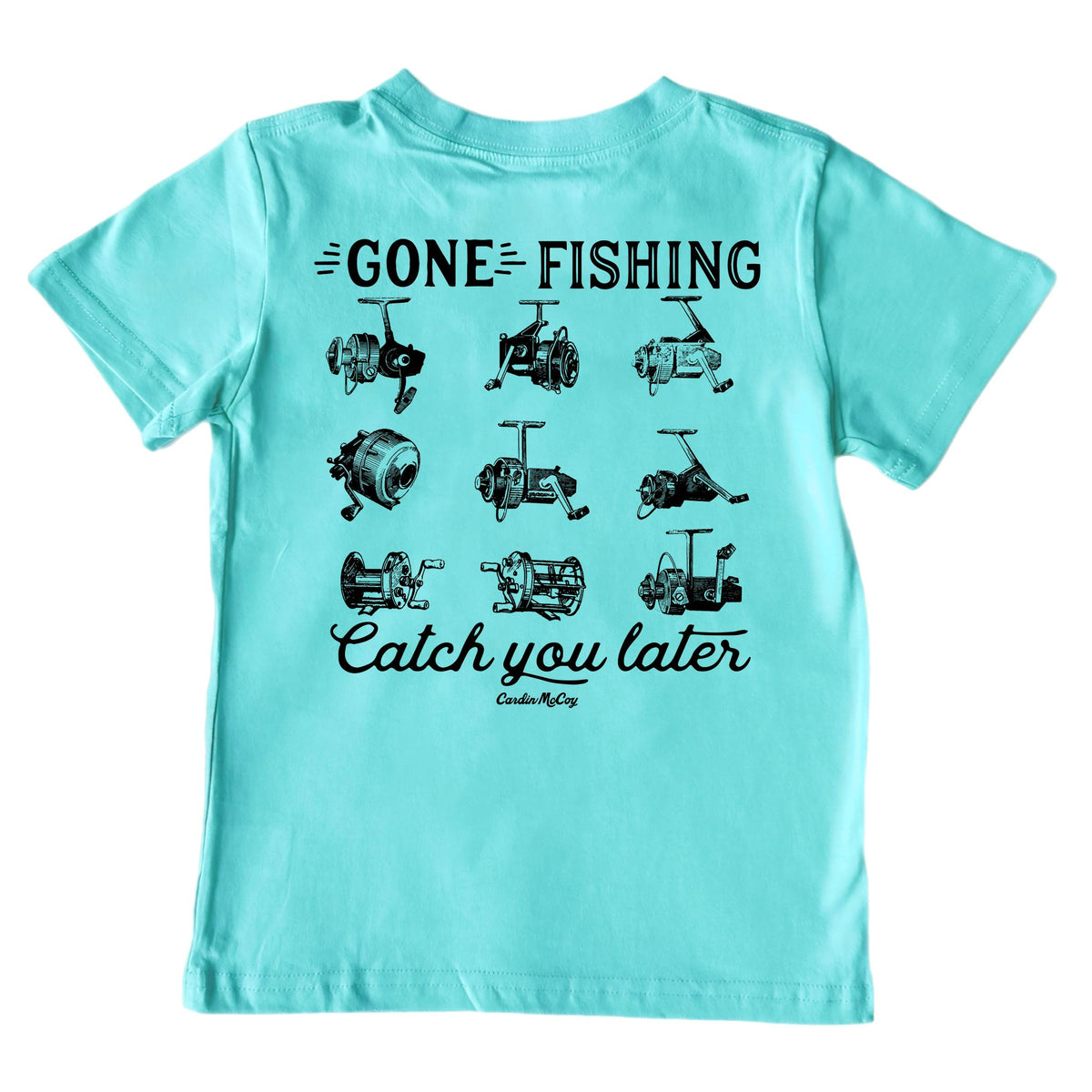 Boys' Gone Fishing Reels Short-Sleeve Tee Short Sleeve T-Shirt Cardin McCoy Teal XXS (2/3) Pocket