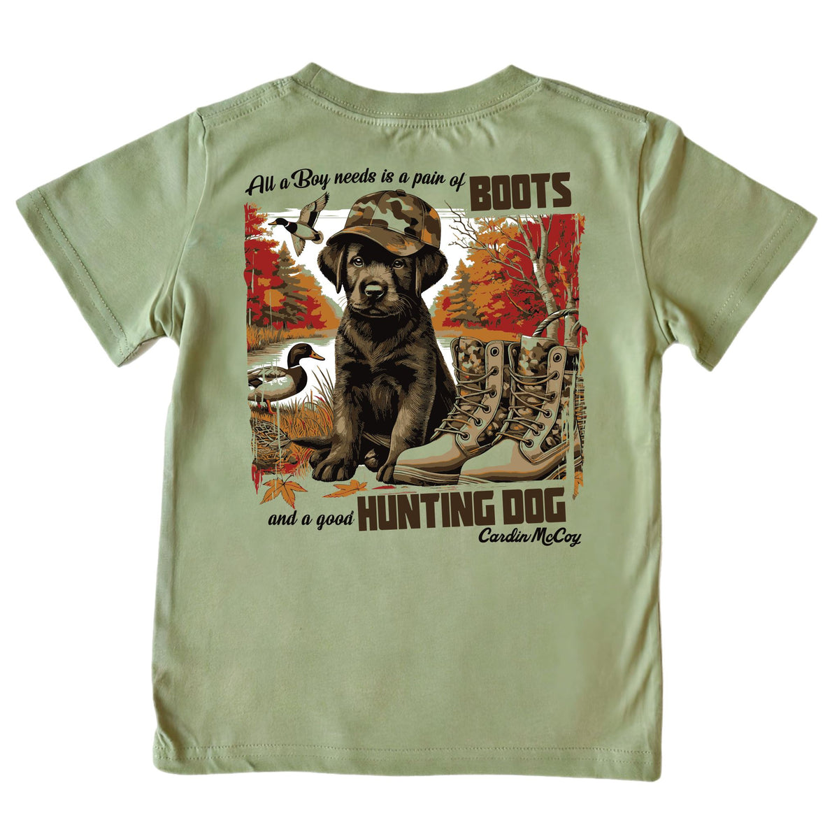 Boys' Good Hunting Dog Short-Sleeve Tee Short Sleeve T-Shirt Cardin McCoy Light Olive XXS (2/3) Pocket