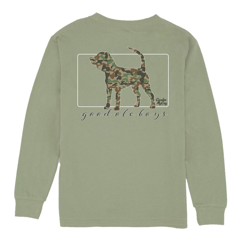 Boys' Good Ole Boys Dog Long-Sleeve Tee Long Sleeve T-Shirt Cardin McCoy Light Olive XXS (2/3) Pocket