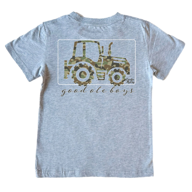 Boys' Good Ole Boys Tractor Short-Sleeve Tee Short Sleeve T-Shirt Cardin McCoy Heather Gray XXS (2/3) Pocket