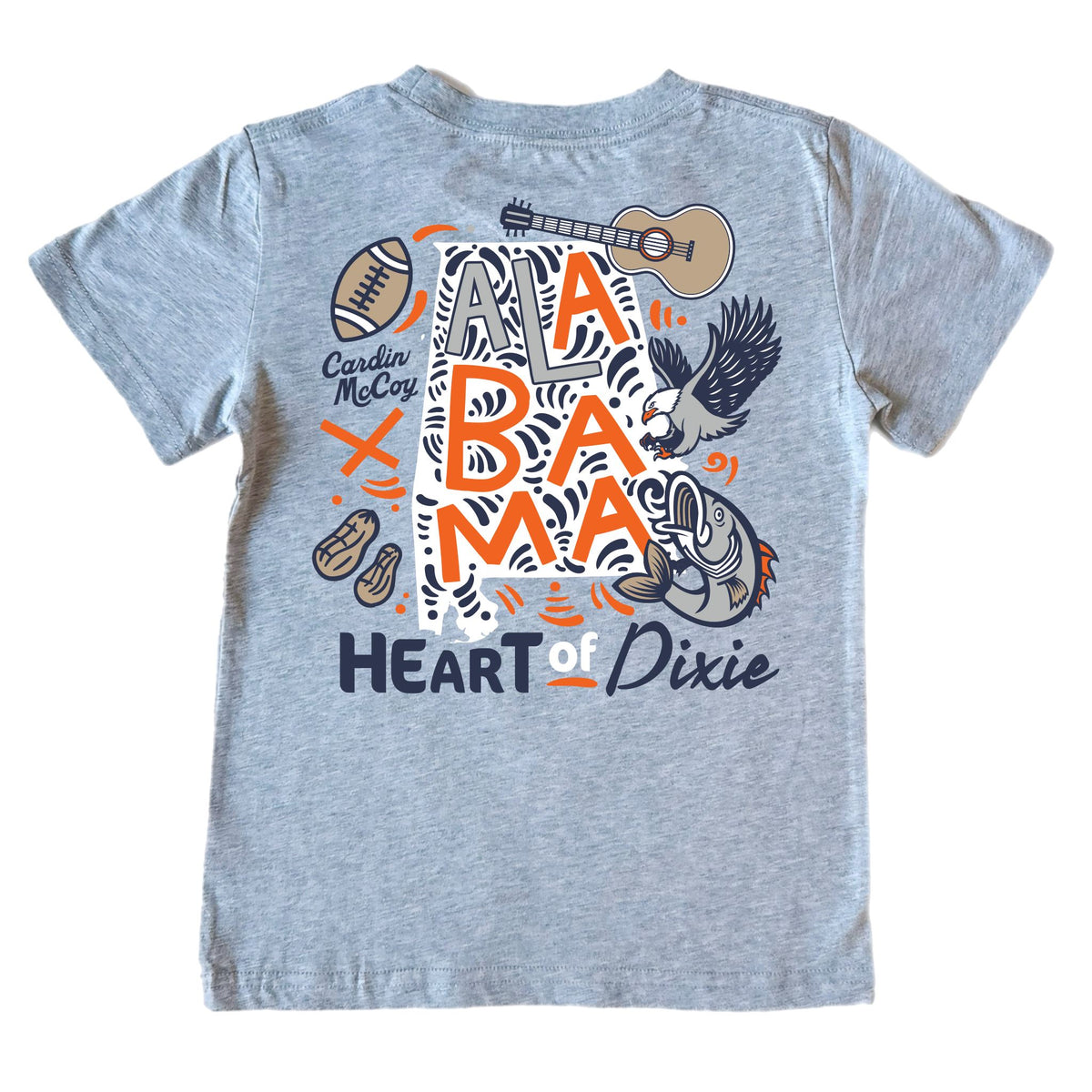 Boys' Heart of Dixie Orange Short-Sleeve Tee Short Sleeve T-Shirt Cardin McCoy Heather Gray XXS (2/3) Pocket