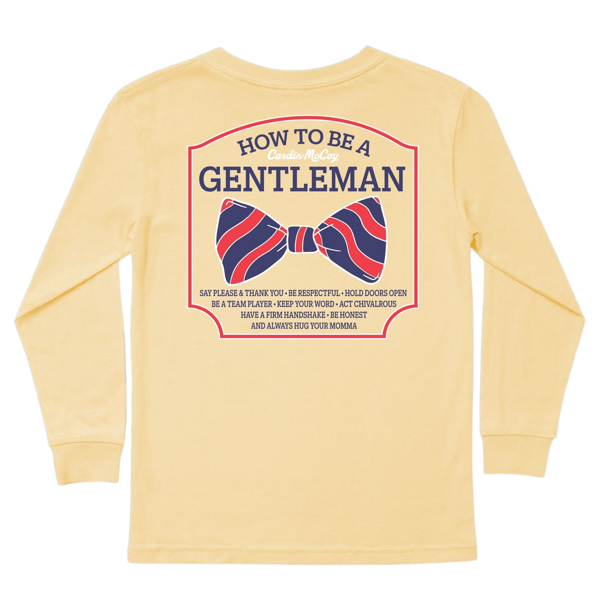 Boys' How To Be A Gentleman Long-Sleeve Tee Long Sleeve T-Shirt Cardin McCoy Butter XXS (2/3) Pocket