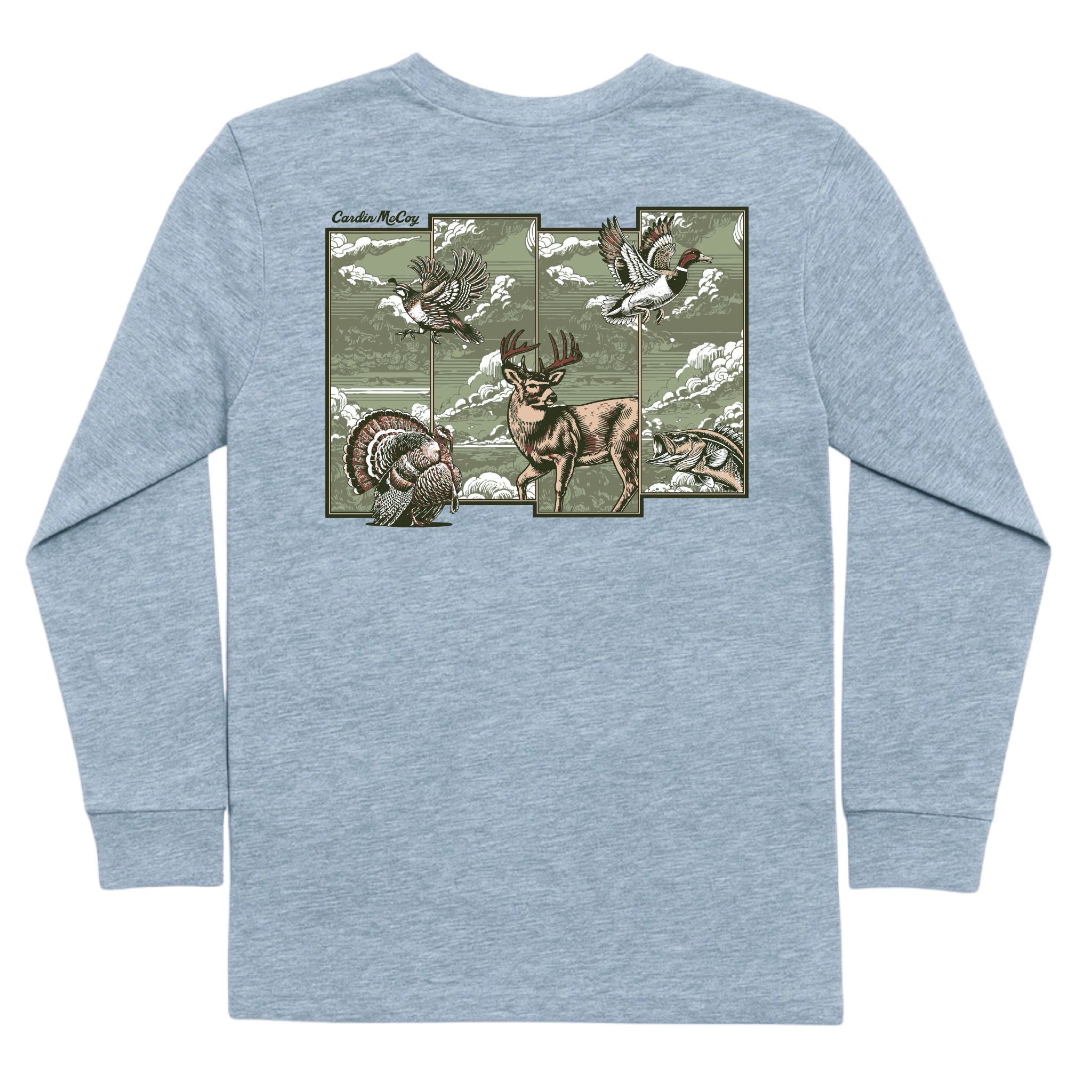 Boys' Hunting Grid Long-Sleeve Tee Long Sleeve T-Shirt Cardin McCoy Heather Gray XXS (2/3) Pocket