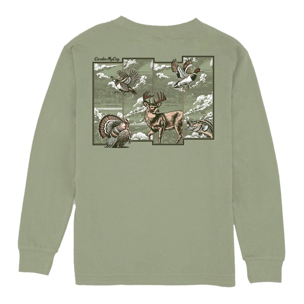 Boys' Hunting Grid Long-Sleeve Tee Long Sleeve T-Shirt Cardin McCoy Light Olive XXS (2/3) Pocket