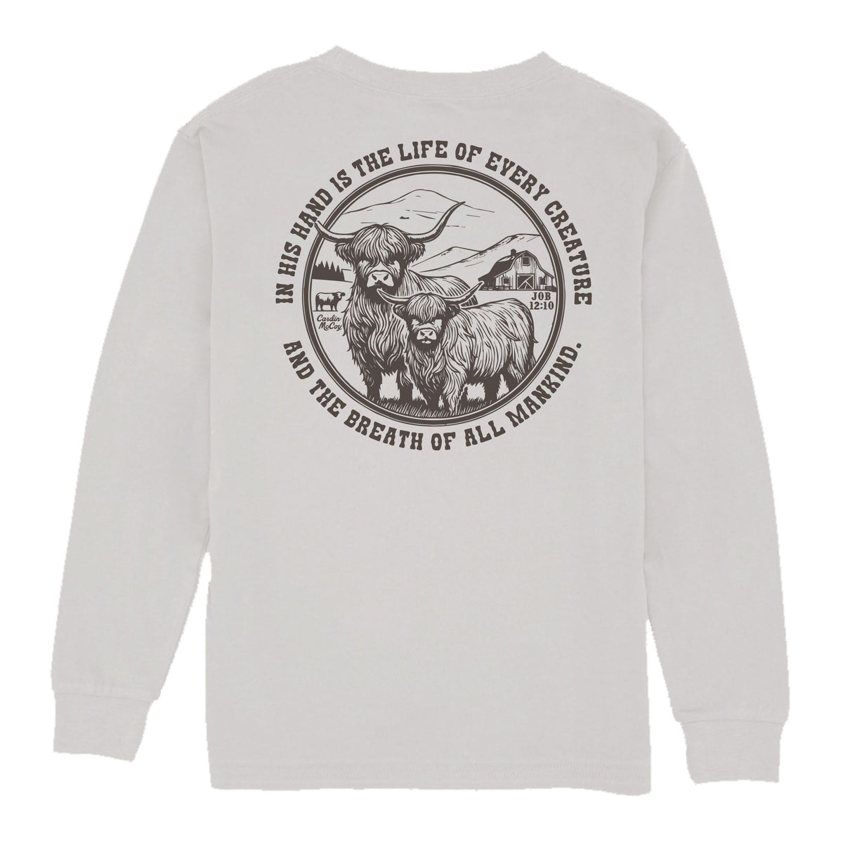 Boys' In His Hands Long-Sleeve Tee Long Sleeve T-Shirt Cardin McCoy Ice Gray XXS (2/3) Pocket